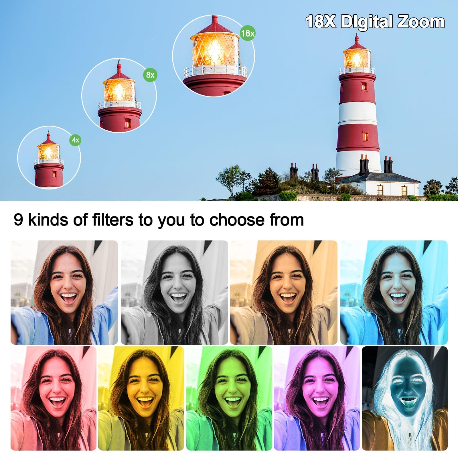 4K Digital Camera For Photography, 72Mp Vlogging Camera For Youtube, Autofocus Digital Cameras With 270 Flip Screen, 18X Digital