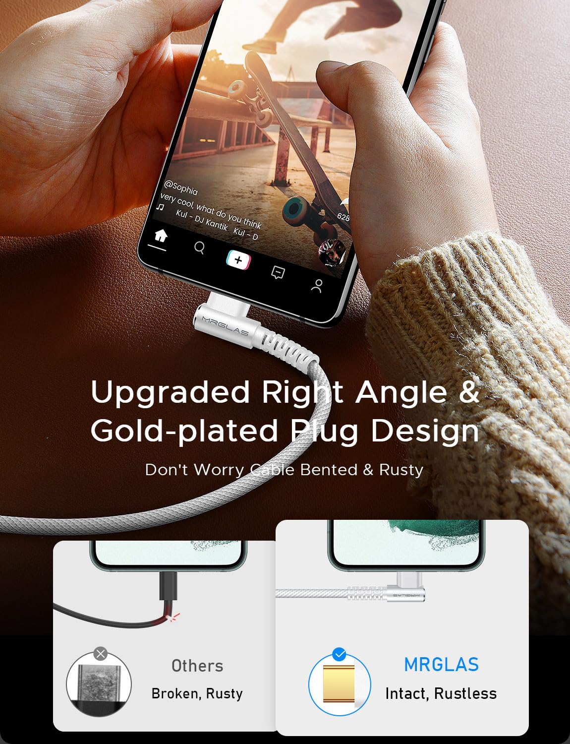 Mrglas 2 Pack 100W/5A Usb C To Usb C Cable 6.6Ft, [User Friendly 90 Degree] Usbc To Usbc Fast Charging Cable, [Never Rupture] Fo