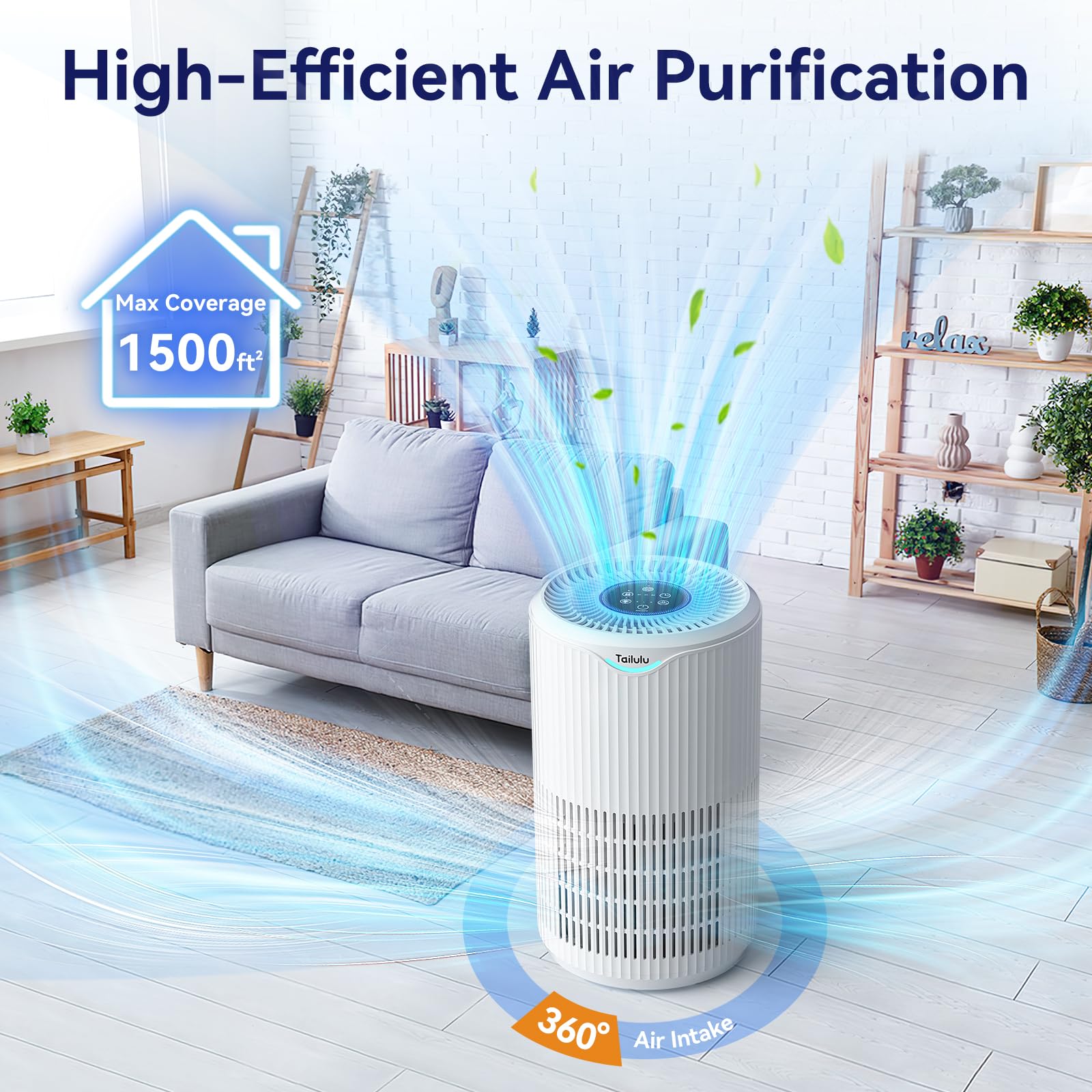 Air Purifiers For Home Large Room Up To 1500 Sq Ft, Tailulu H13 Hepa Air Purifier For Pet Dander Smoke Odor Dust Pollen, Air Fil