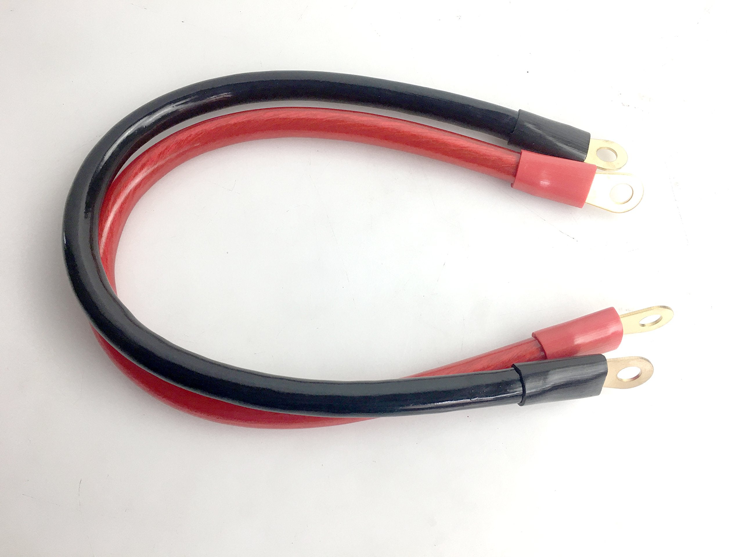 2/0 Awg Battery Cable 2 Feet Length With Gold Plated Terminal Lugs High Conductivity Terminal Ideal For Car, Boat Battery,Solar