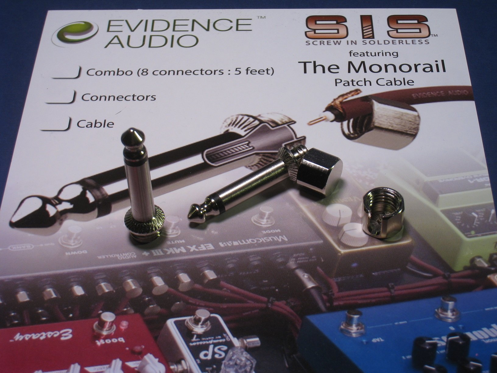 Evidence Audio Geistnote'S The Monorail, Black Cable, Sis (Solderless) Pedalboard Kit   10 Sis Plugs/20 Feet Of Black Monorail