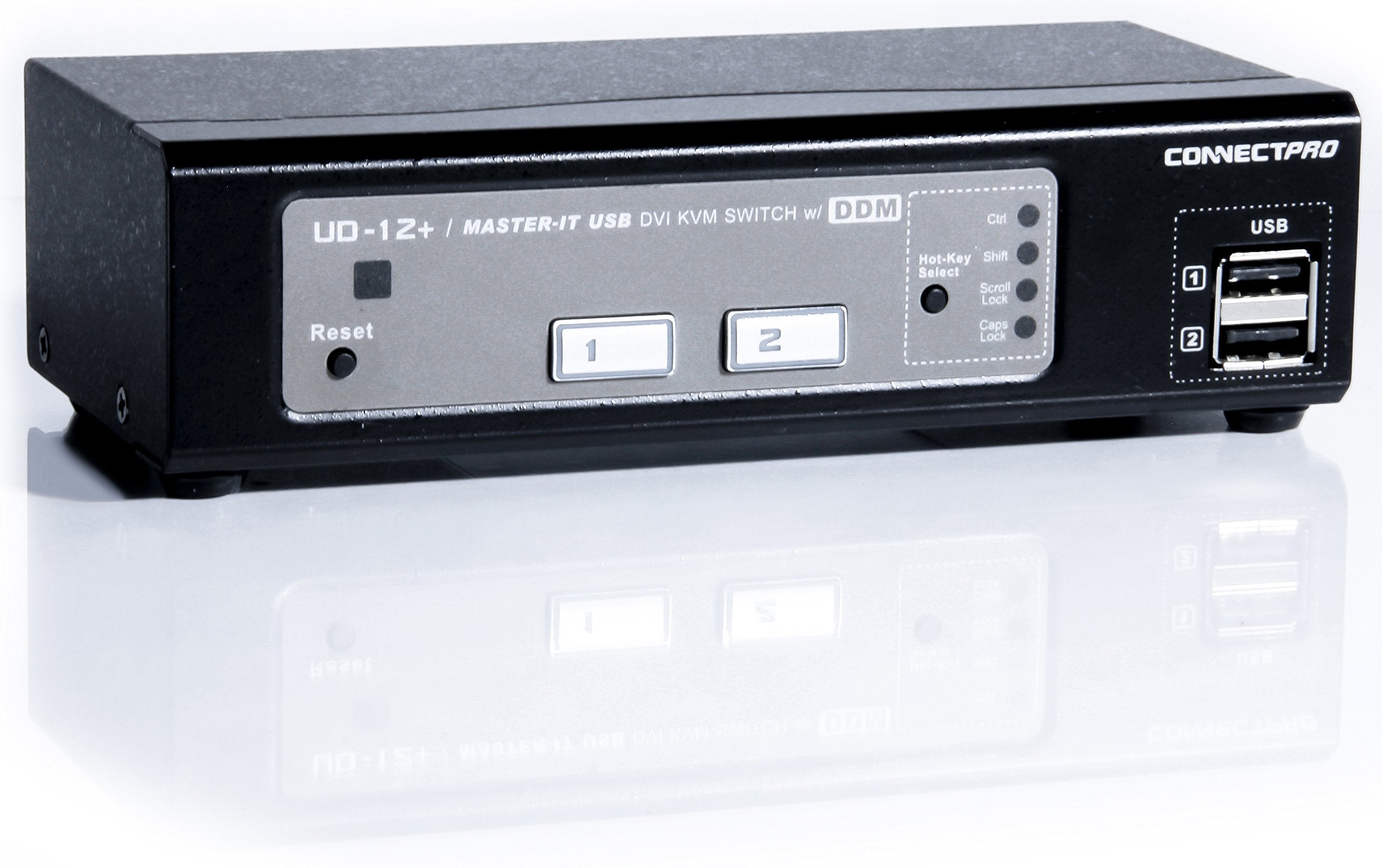 ConnectPro UD Series Single Monitor Kit USB DVI KVM Switch w/DDM & Multi-hotkey (2 Port, No Cable)