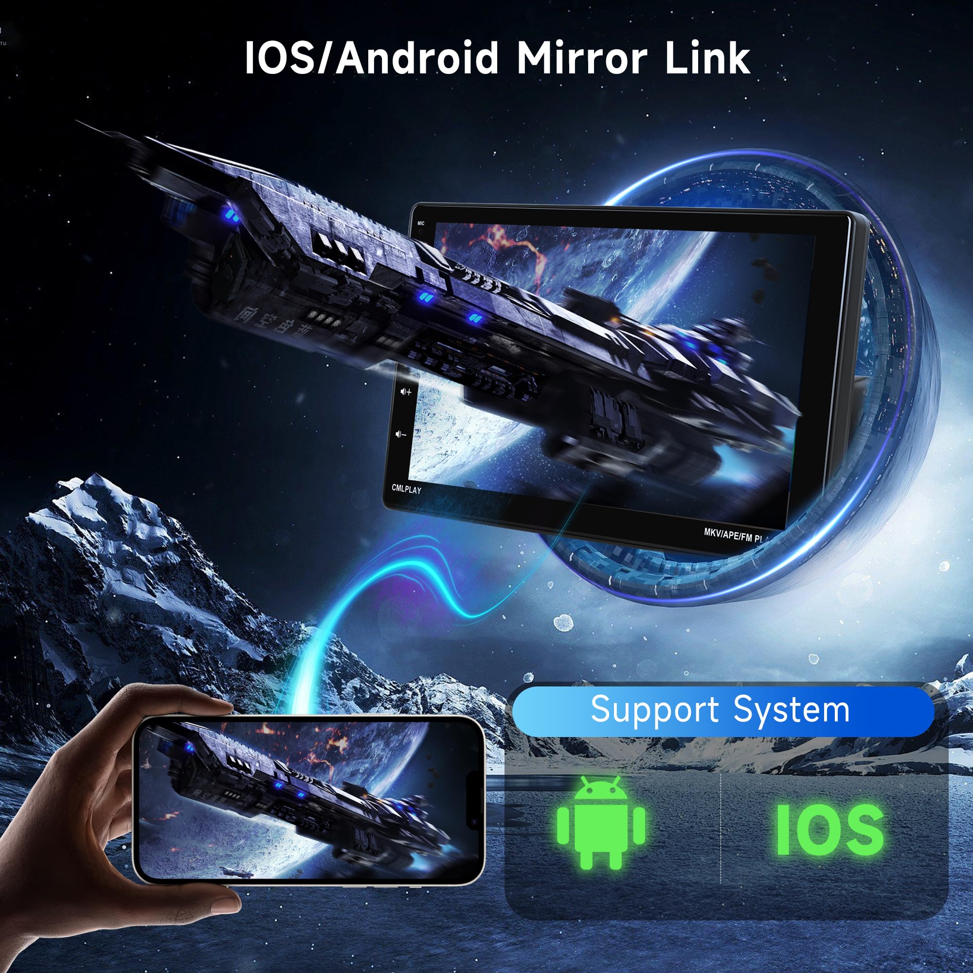 Single Din Car Stereo Touchscreen With Carplay And Android Auto, Rimoody 9 Inch Detachable Radio With Mirror Link/1080P/Eq Audio