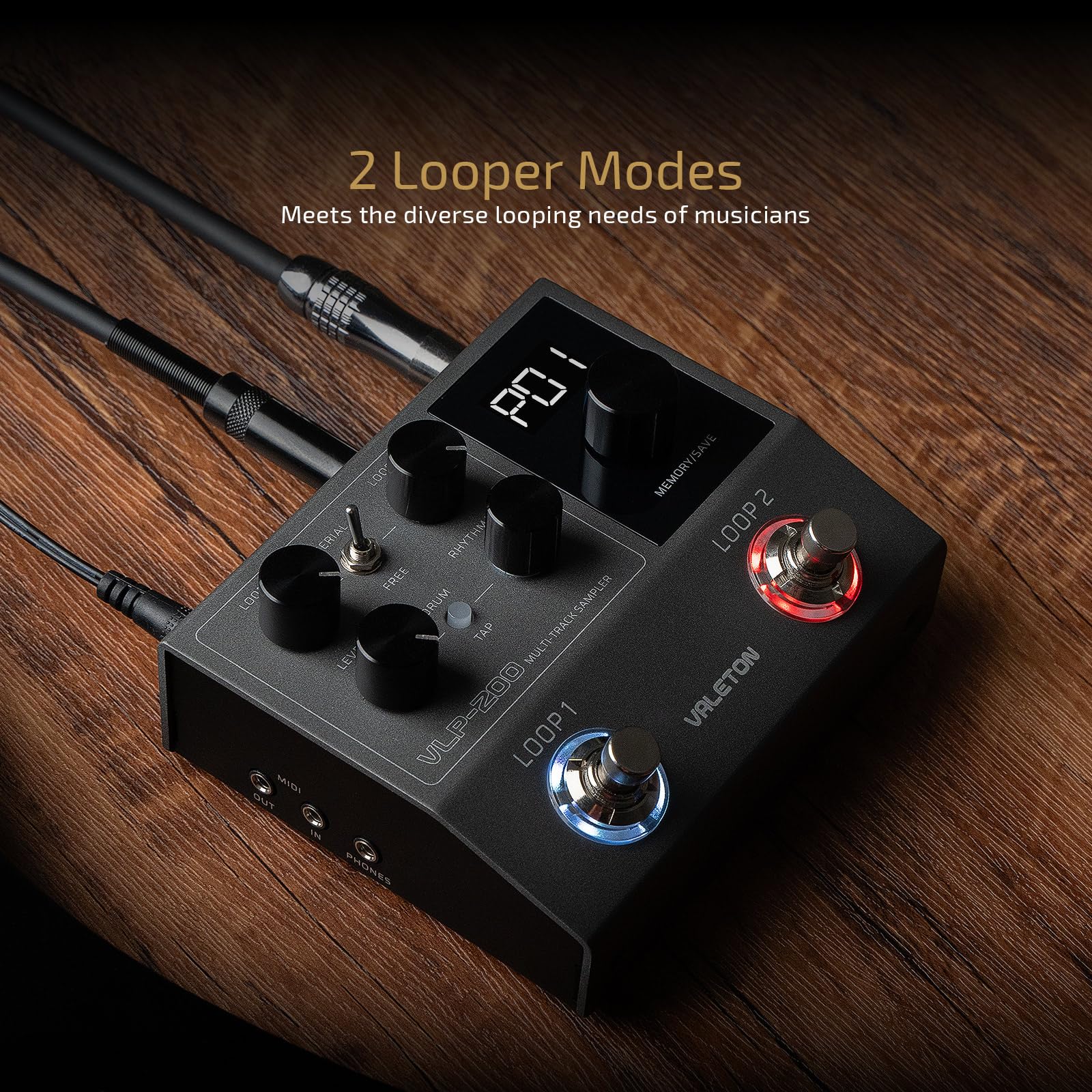 Valeton Looper Pedal Dual Track Stereo Looper For Guitar, Bass, Keyboard, Vocals Drum Machine 99 Project Storage Spaces Software