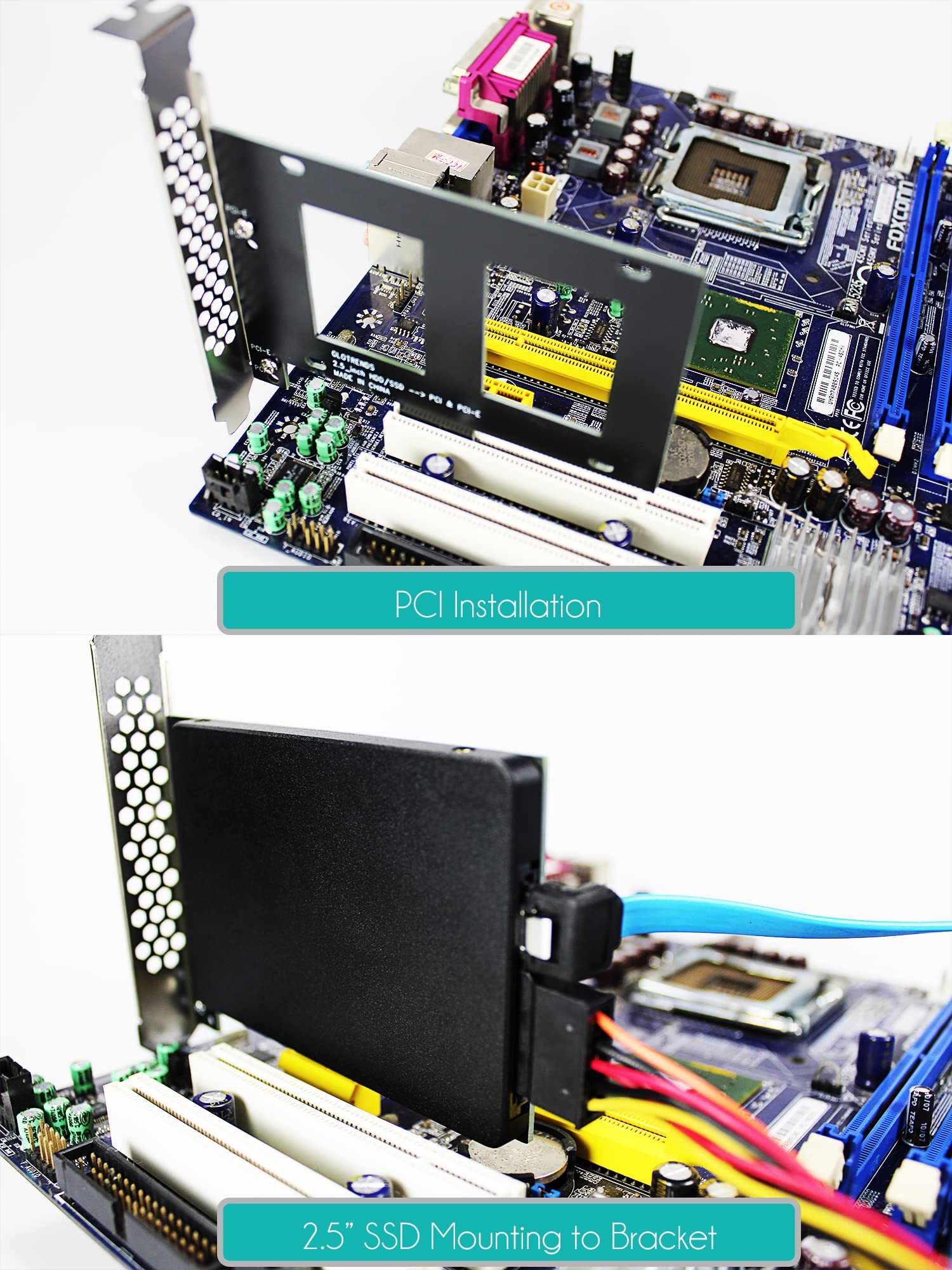 Glotrends 2.5 Inch Ssd Mounting Bracket With Sata Iii Cable And Ssd Screws, Pcie Or Pci Slot Installation