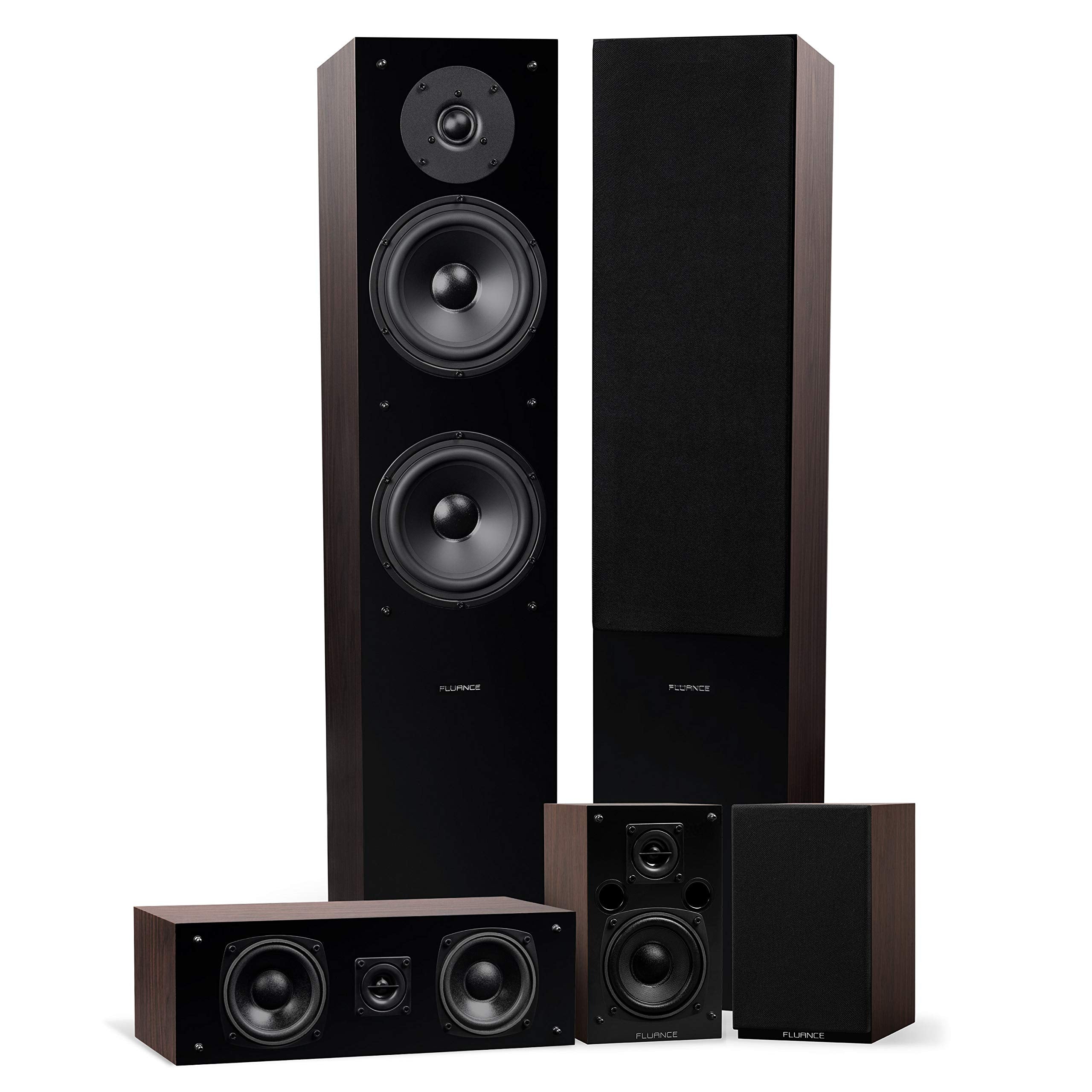 Fluance Elite High Definition Surround Sound Home Theater 5.0 Channel Speaker System Including Floorstanding Towers, Center Chan