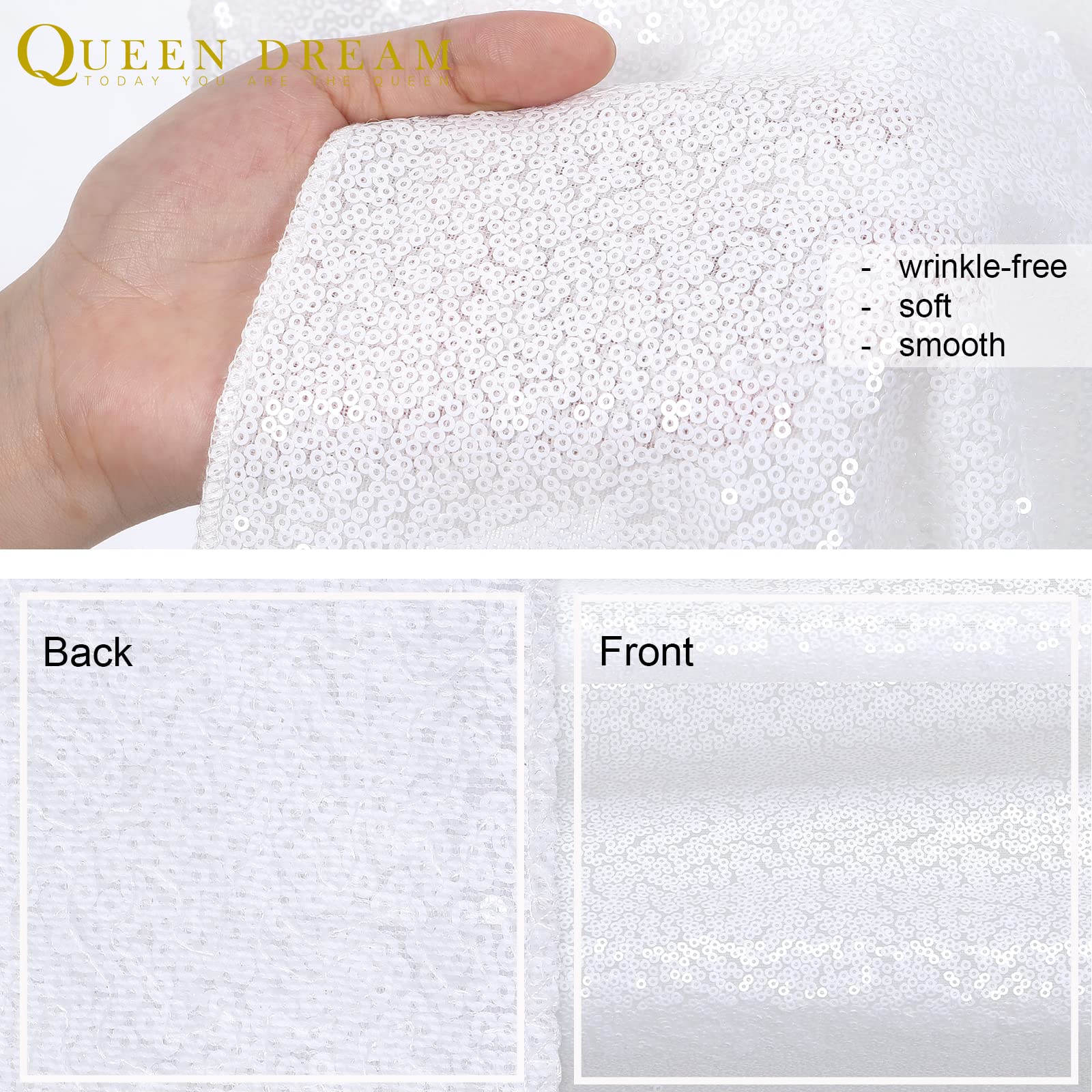 White Sequin Backdrop Curtain 4 Pack 2Ft X 8Ft Backdrop Birthday Party Backdrop Wedding Ceremony Background