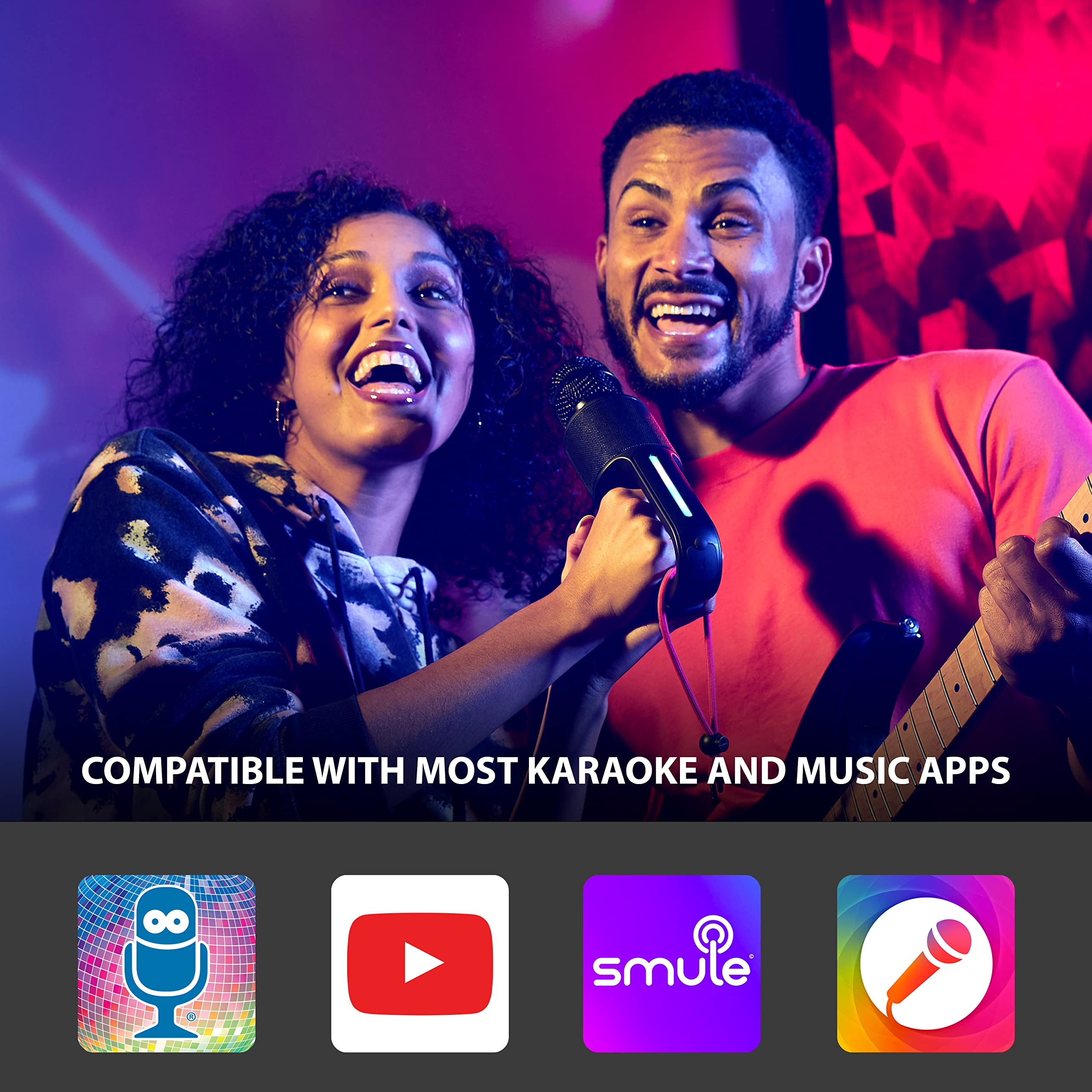 Singing Machine Portable, Handheld Bluetooth Karaoke Microphone And Speaker With Synchronized Lights And 22 Professionally Tuned