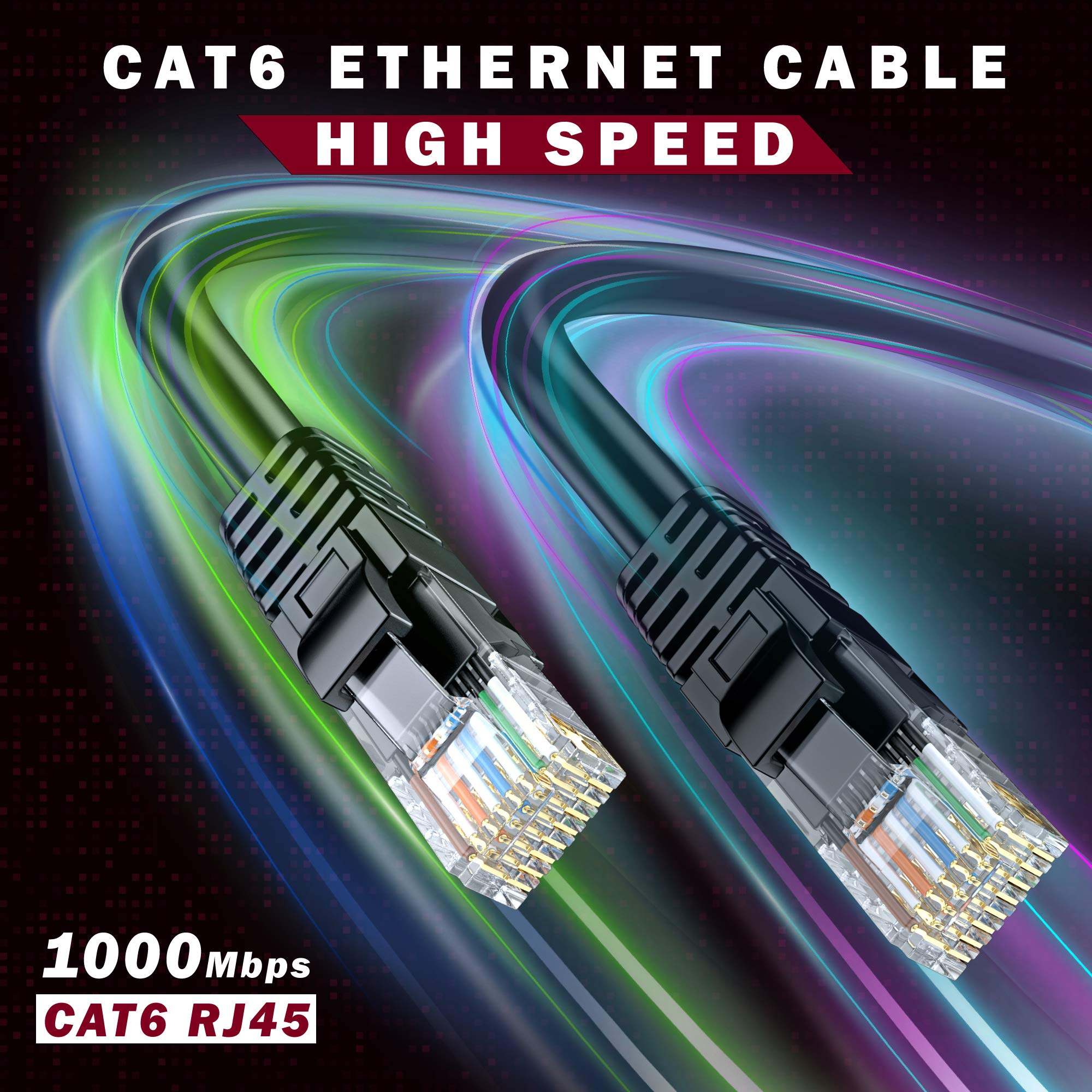 Maximm Cat 6 Ethernet Cable 250 Ft, 100% Pure Copper, Cat6 Cable Lan Cable, Internet Cable, Patch Cable And Network Cable   Utp (Black) 250 Feet