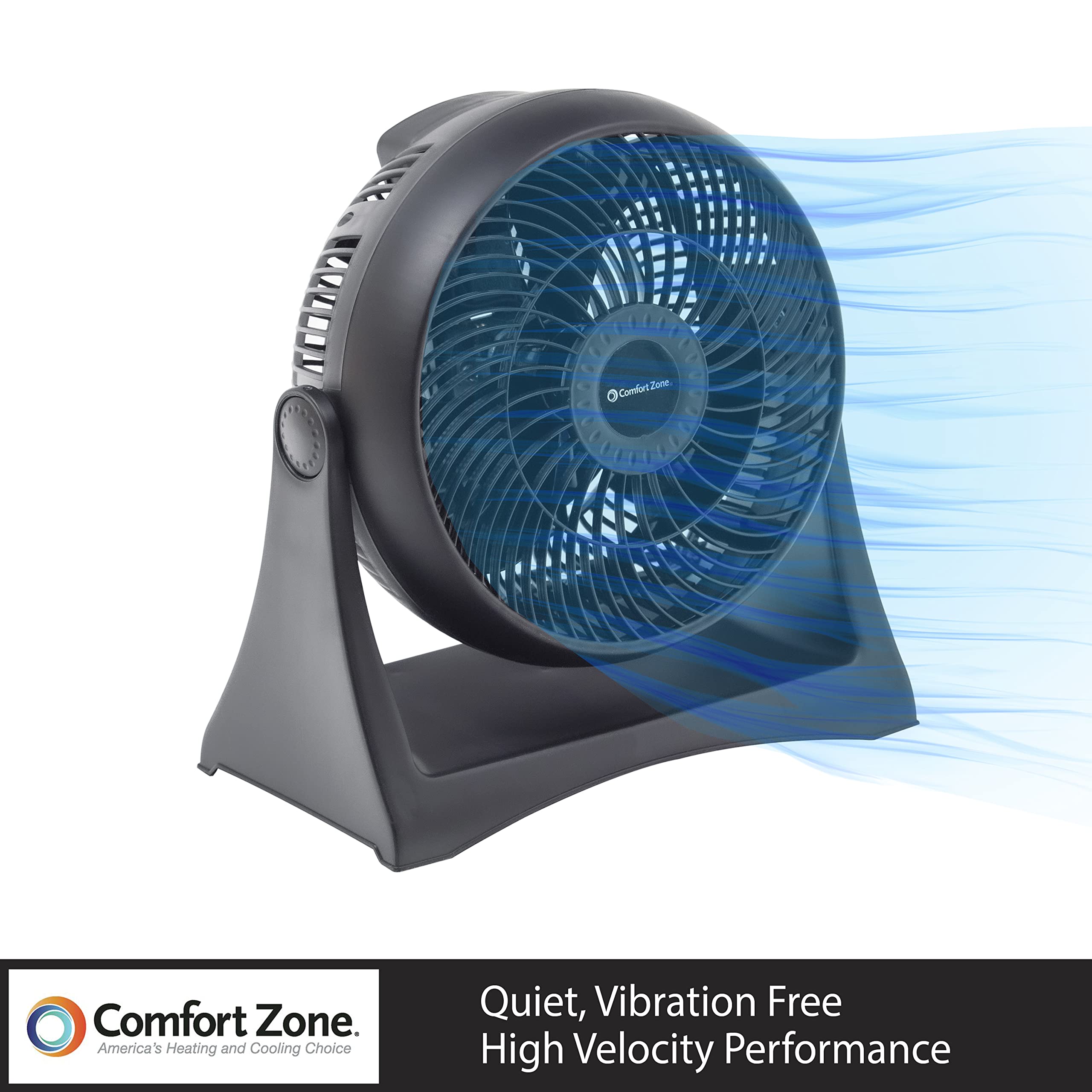 Comfort Zone Table Fan, 8 Inch, 3 Speed, Personal Fan, Electric, Wall Mountable, 180 Degree Adjustable Tilt, Tabletop Fan, Desk
