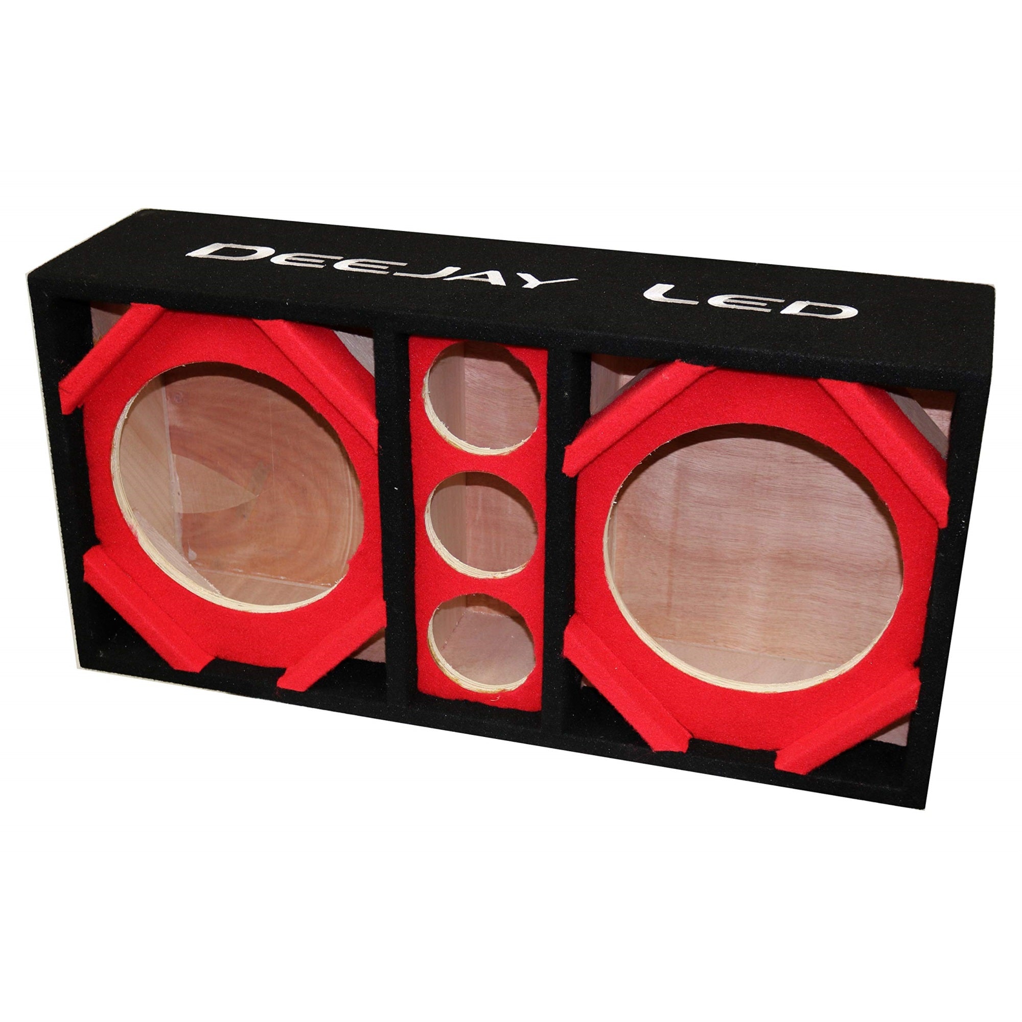 Two 10 In Woofers Plus Three Tweeters Red Empty Chuchera Speaker Enclosure