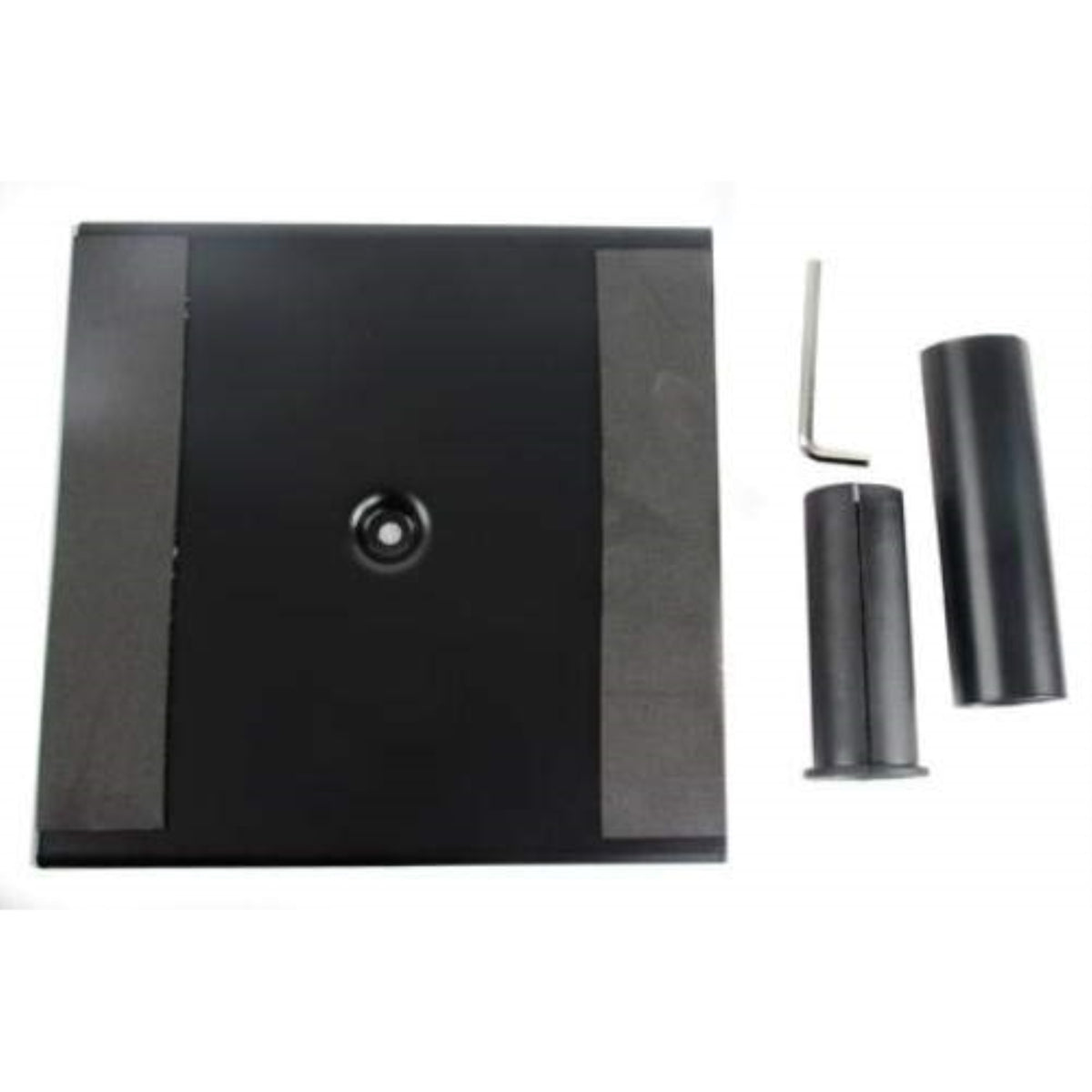 Metal platform that holds the following Car Stereo Competition Controller Case models when attached to a speaker stand like the 