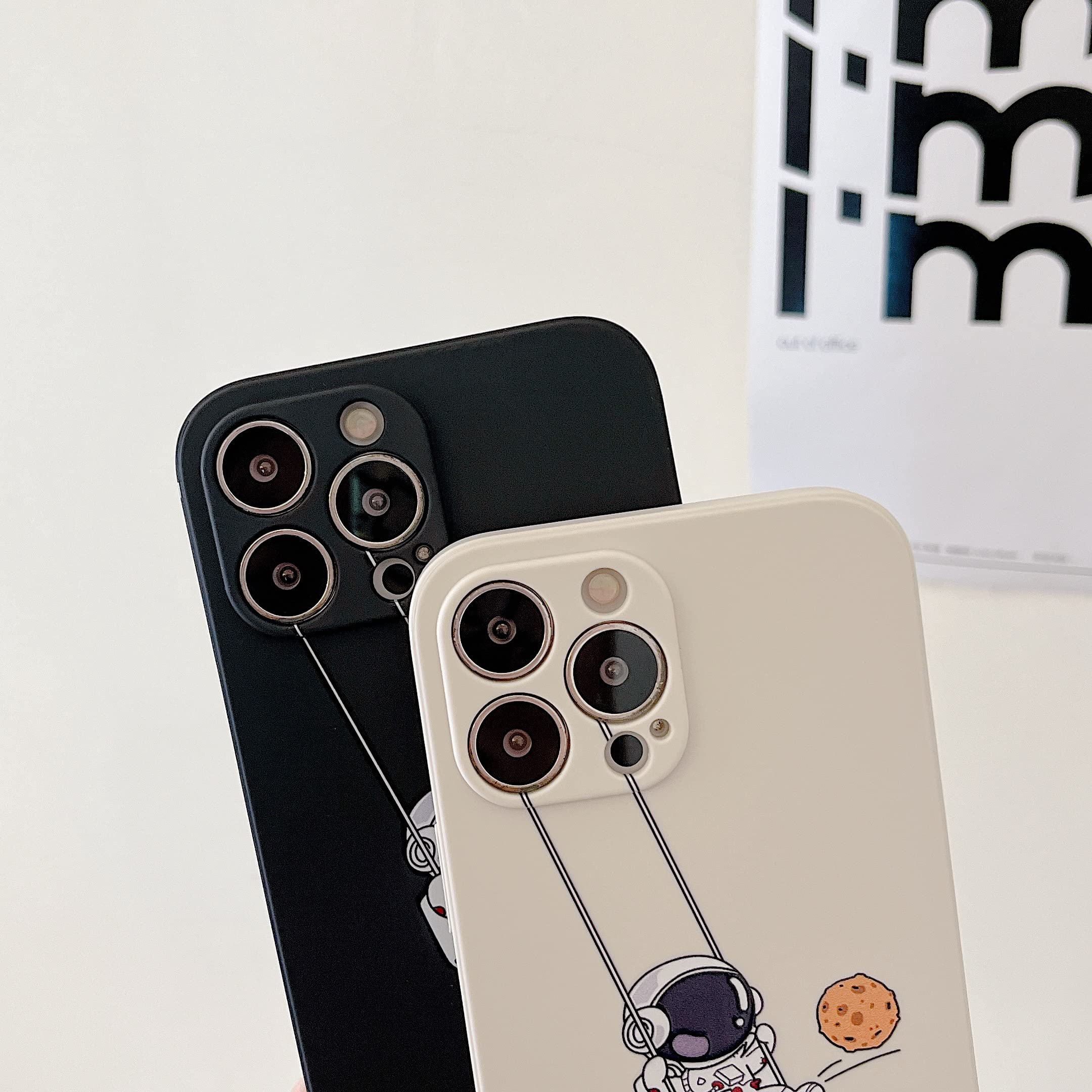 Yonds Queen For Iphone 13 Pro Cute Case, Cool Cartoon Swing Astronaut Planet Moon Design Stylish Soft Tpu Bumper Shockproof Anti
