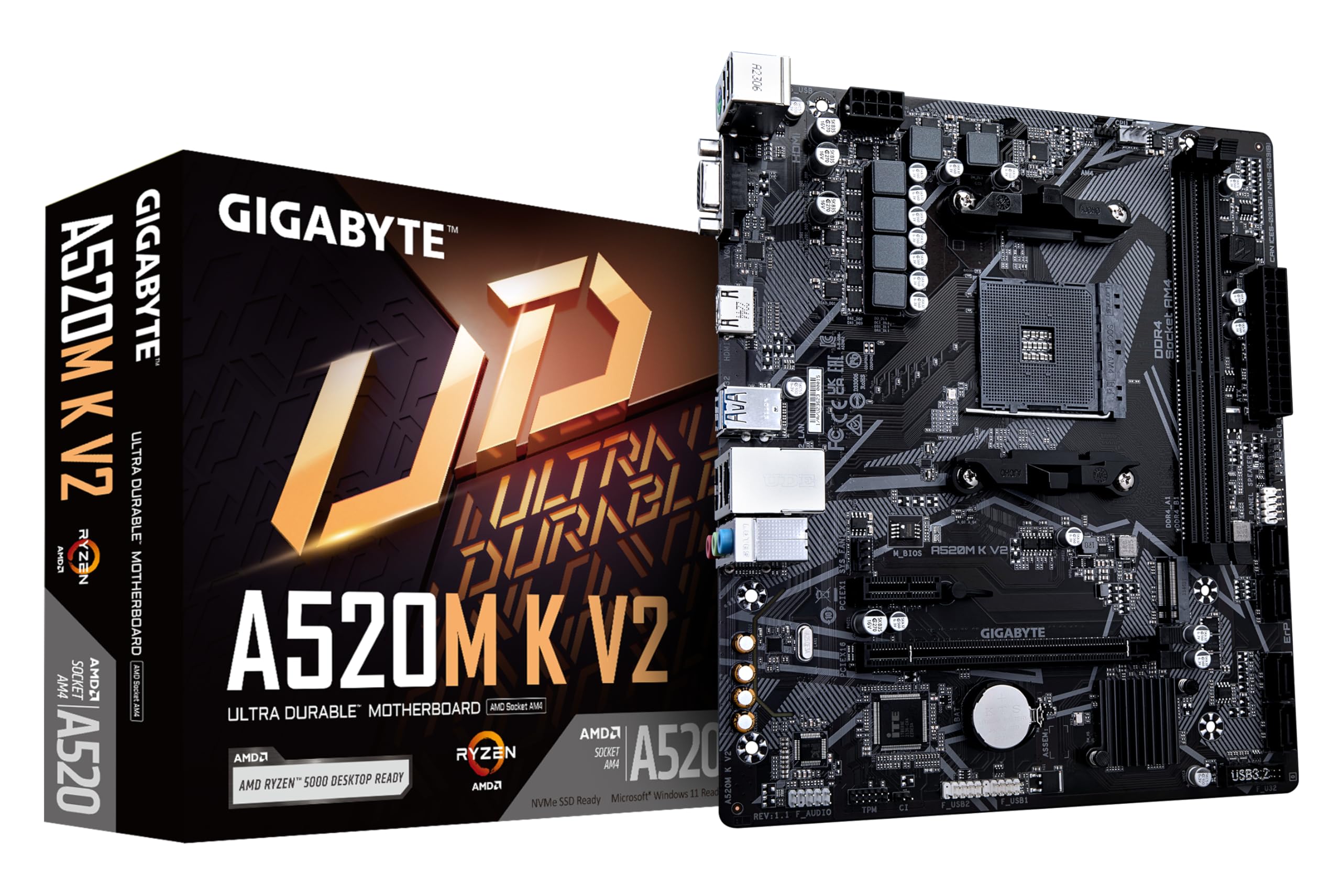 Gigabyte A520M K V2 (Rev. 1.0) Chipset Amd A520 Am4, Matx, Ddr4   A520M K V2 1.0 Mae Card
