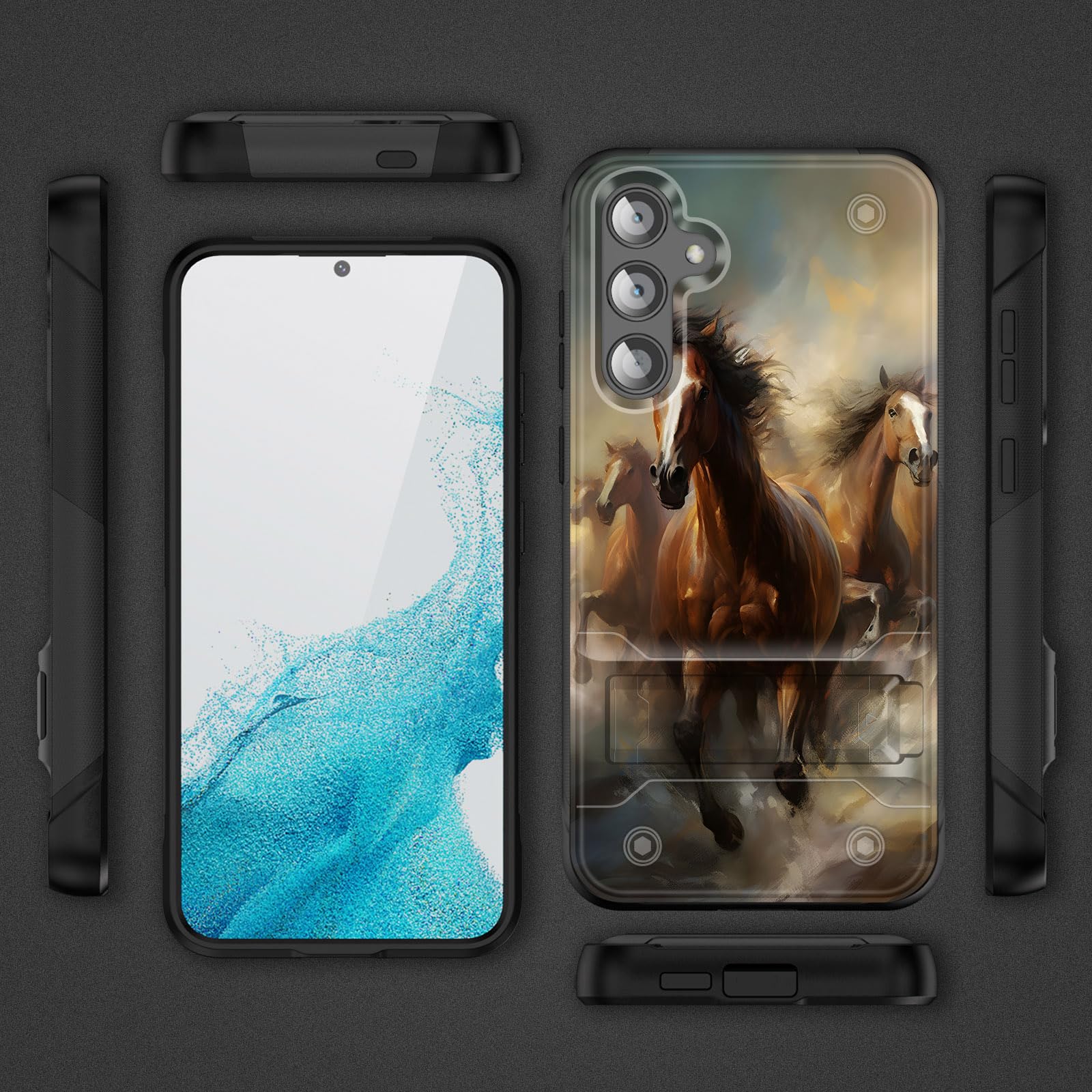 Efgwsder For Galaxy S25 Case With Kickstand,Dual Layer Hybrid Hard Pc & Soft Silicone Rugged Shockproof Protective Phone Case Fo