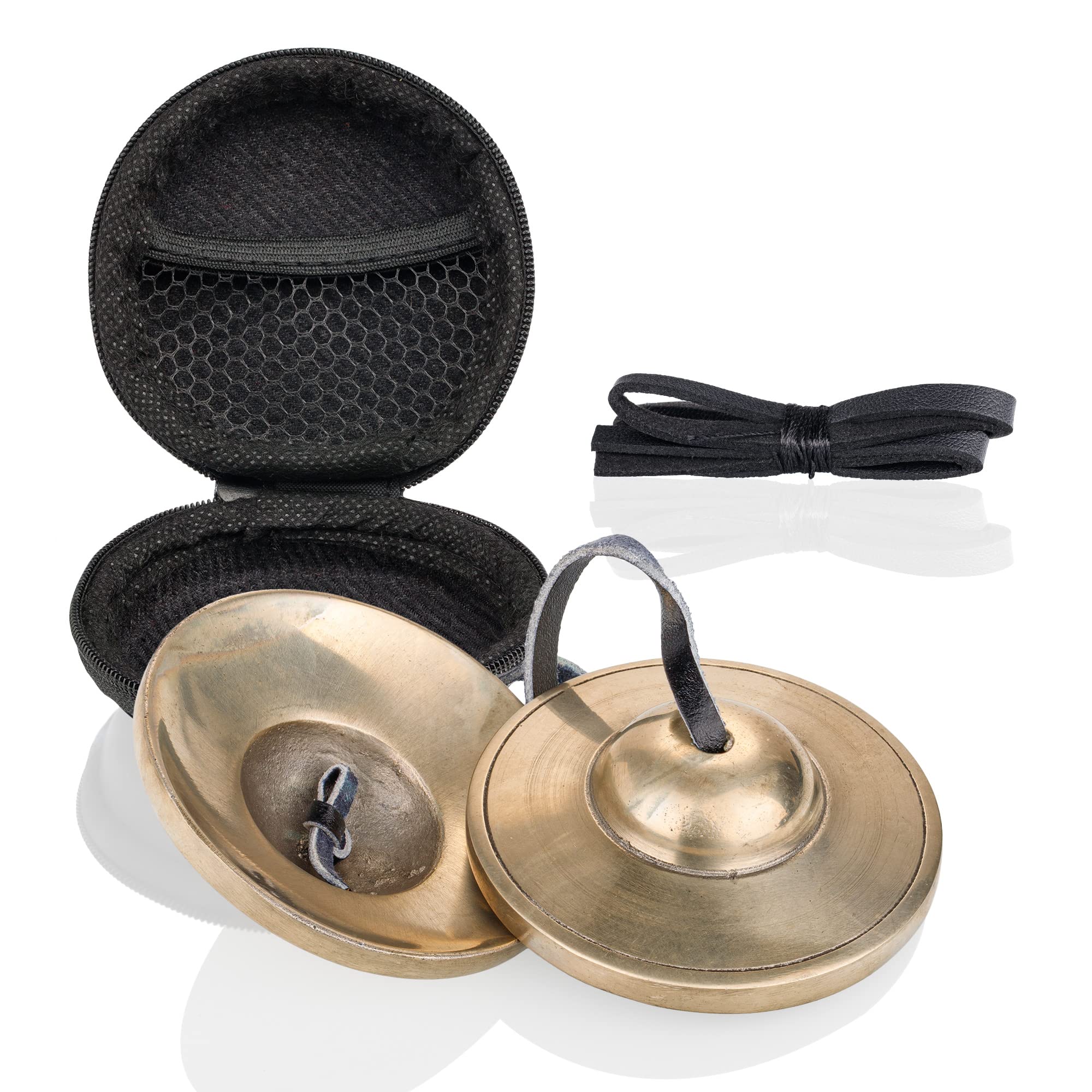 Zenbless Tibetan Tingsha Cymbals 2Pcs, With Storage Box And Fabric Case,Meditation White Brass Chime Bells For Spiritual Healing