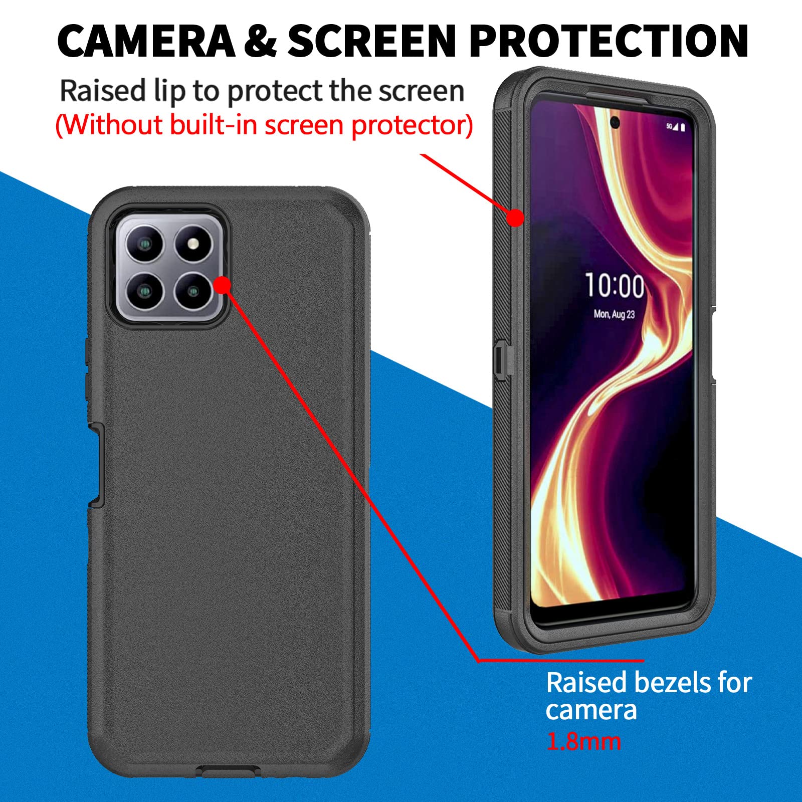 Anloes Case For Boost Mobile Celero 5G Plus 2023, Defender Phone Case Heavy Duty Shockproof Rugged Protective, 3 In 1 Bumper Cov