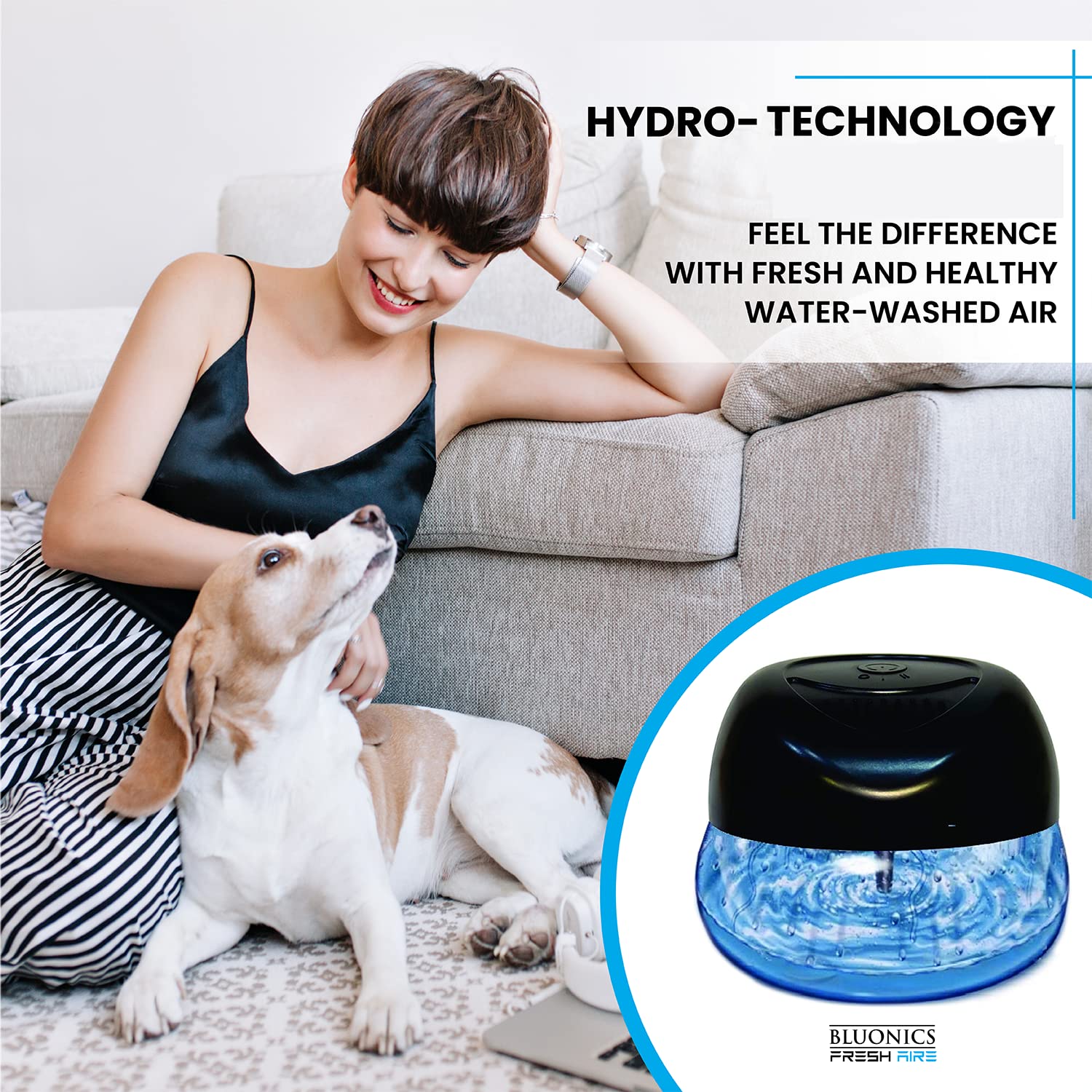 Bluonics Fresh Aire Water Based Air Revitalizer With 7 Led Color Changing Light. Air Freshener For Small And Large Rooms
