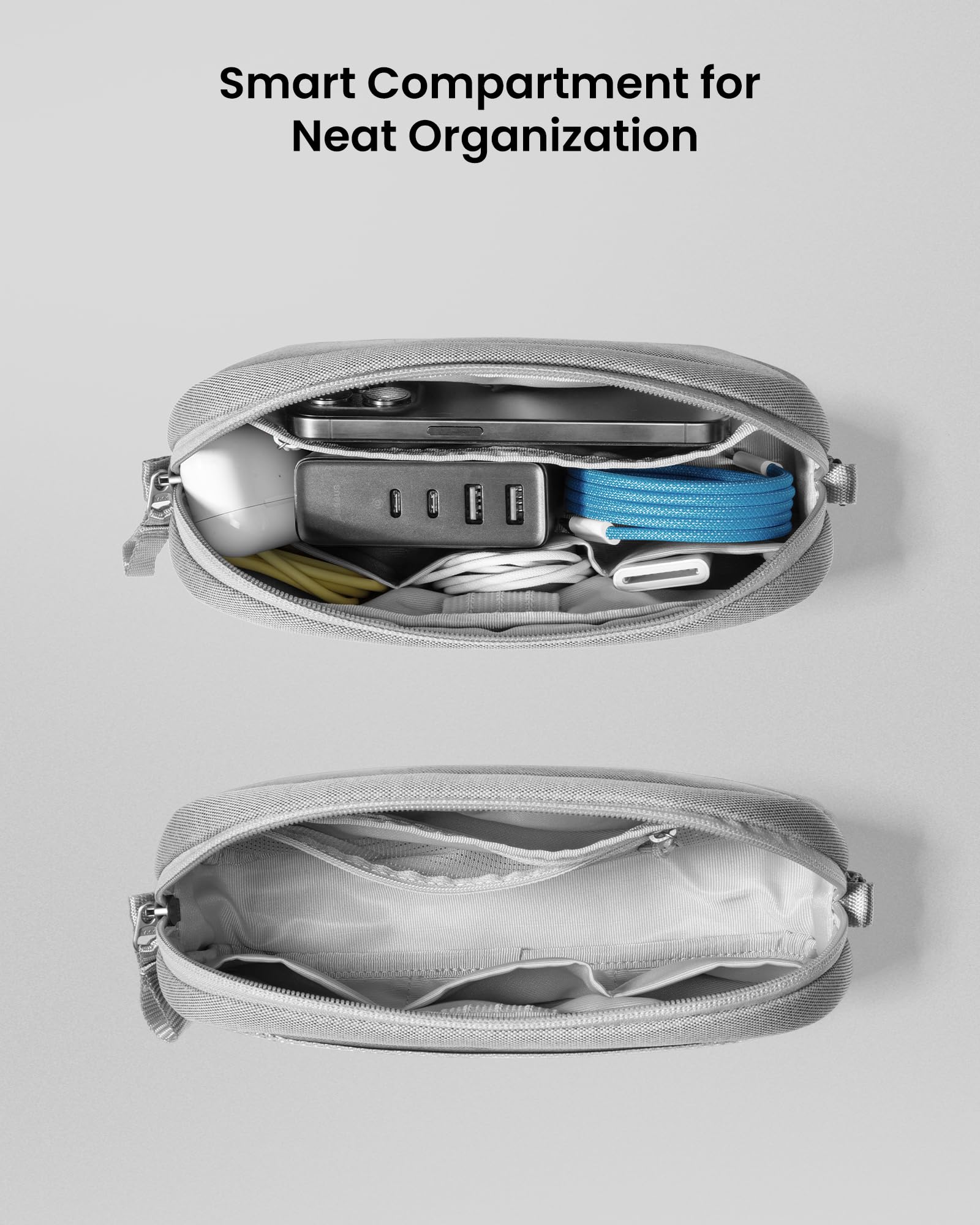 Tomtoc Electronics Organizer Travel Case, Water Resistant Travel Bag Cable Organizer For Essentials, Tech Pouch Accessories Carr