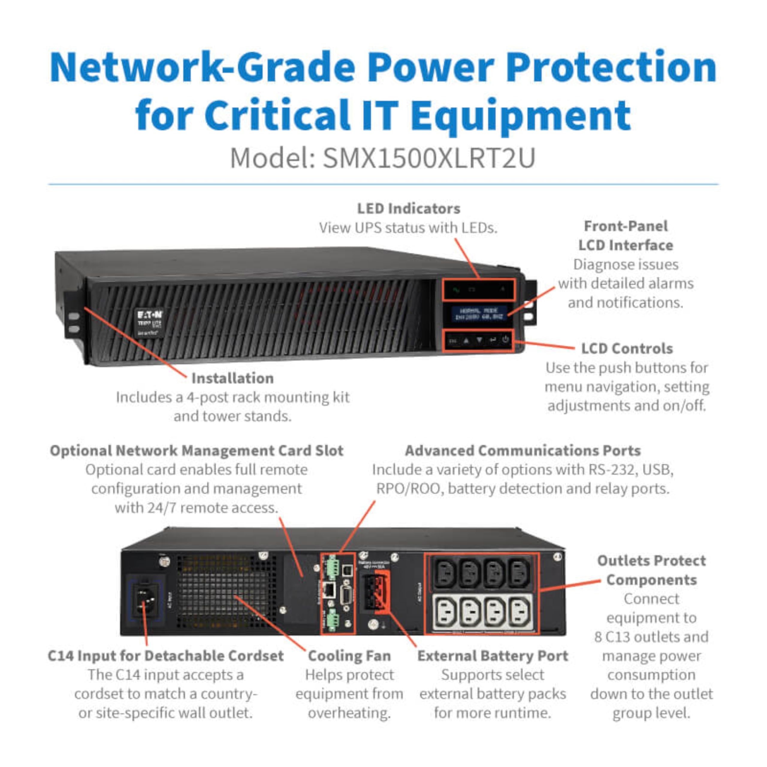 Tripp Lite Smx1500Xlrt2U 1500Va Intl Ups Smart Pro Racktower Line Interactive 230V 8 Outlets