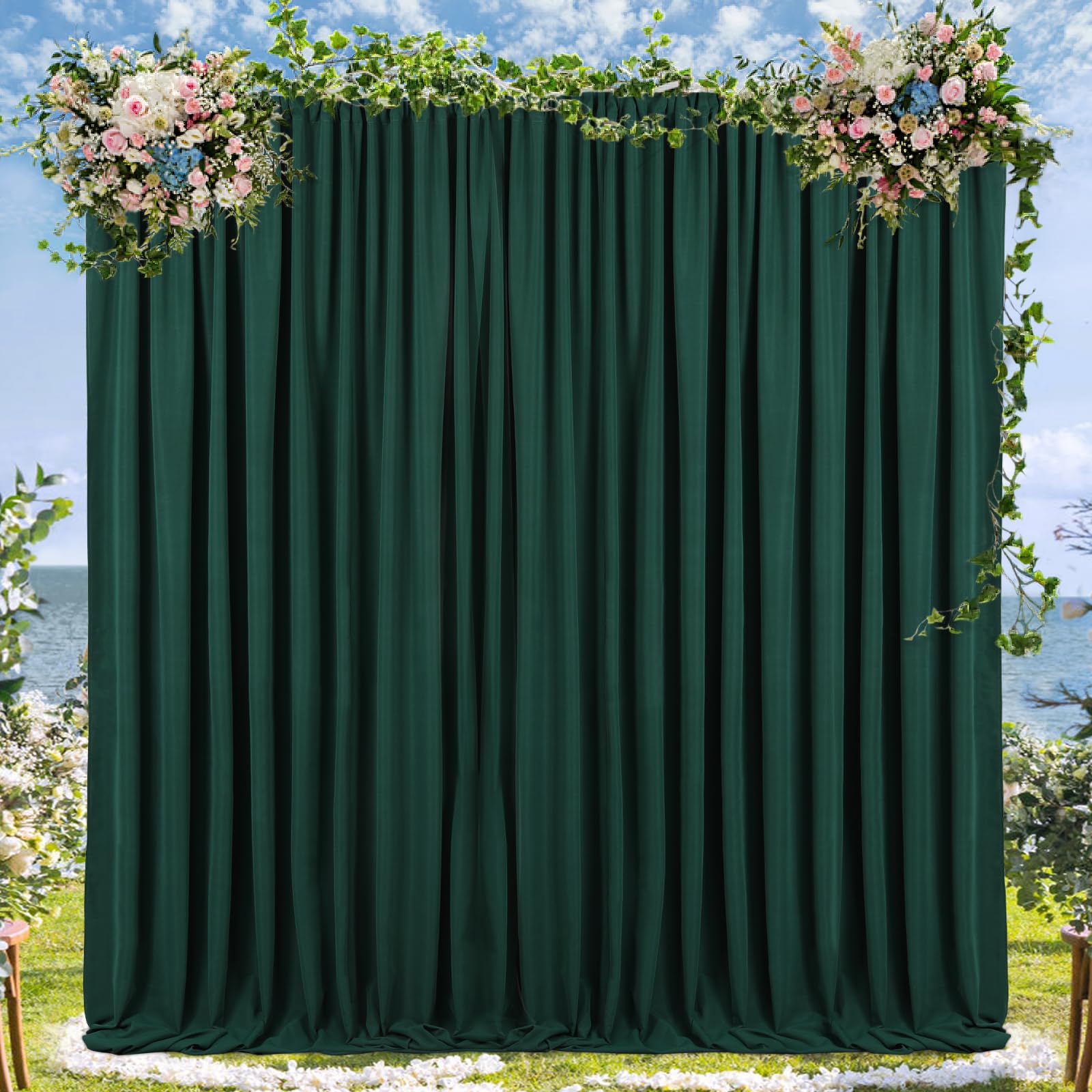 Green Backdrop Curtains 10Ft X 10Ft: Polyester Photo Backdrop Drapes   Halloween Party Photography Background Decorations
