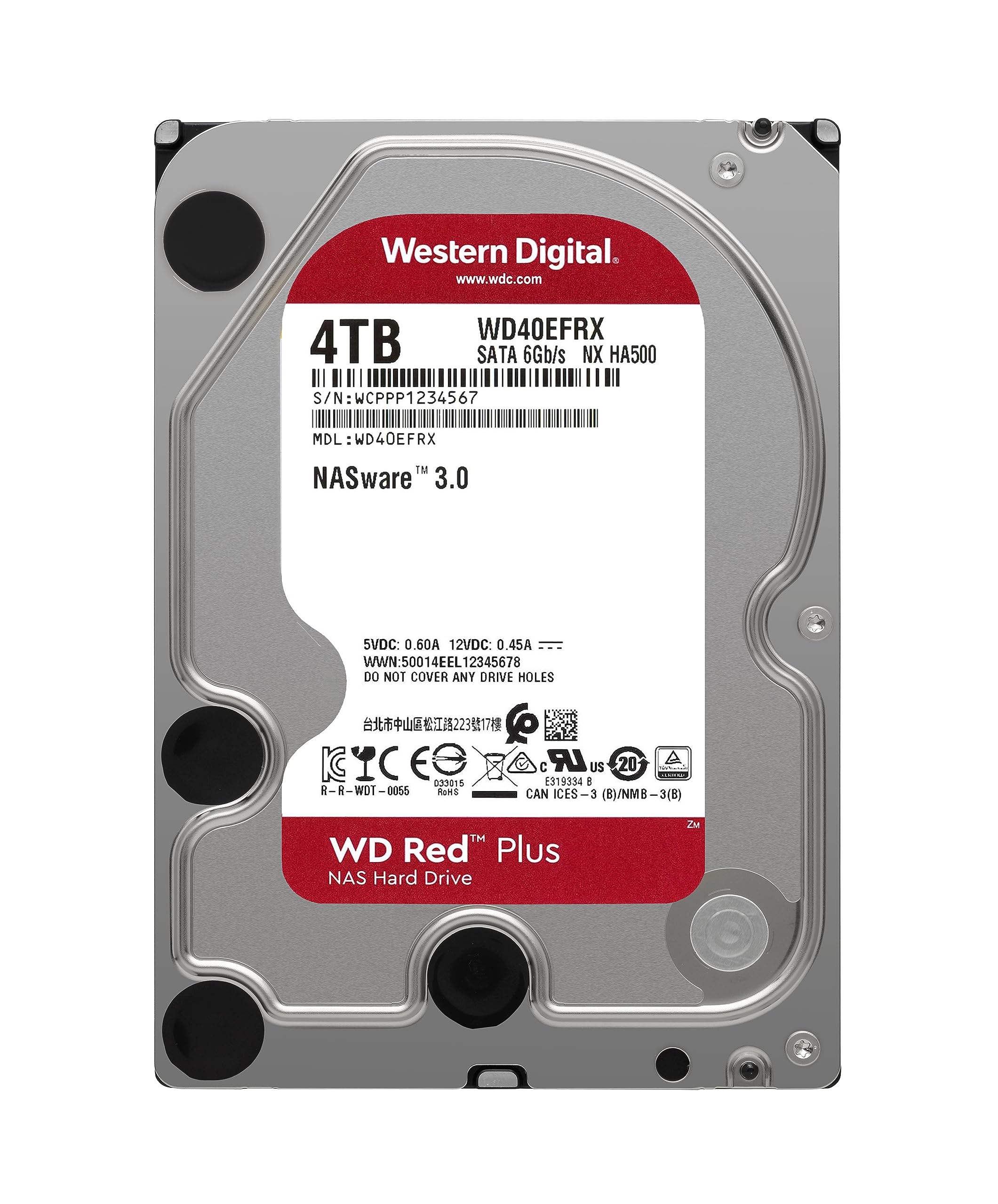 Western Digital 4Tb Wd Red Plus Nas Internal Hard Drive Hdd   5400 Rpm, Sata 6 Gb/S, Cmr, 64 Mb Cache, 3.5''   Wd40Efrx