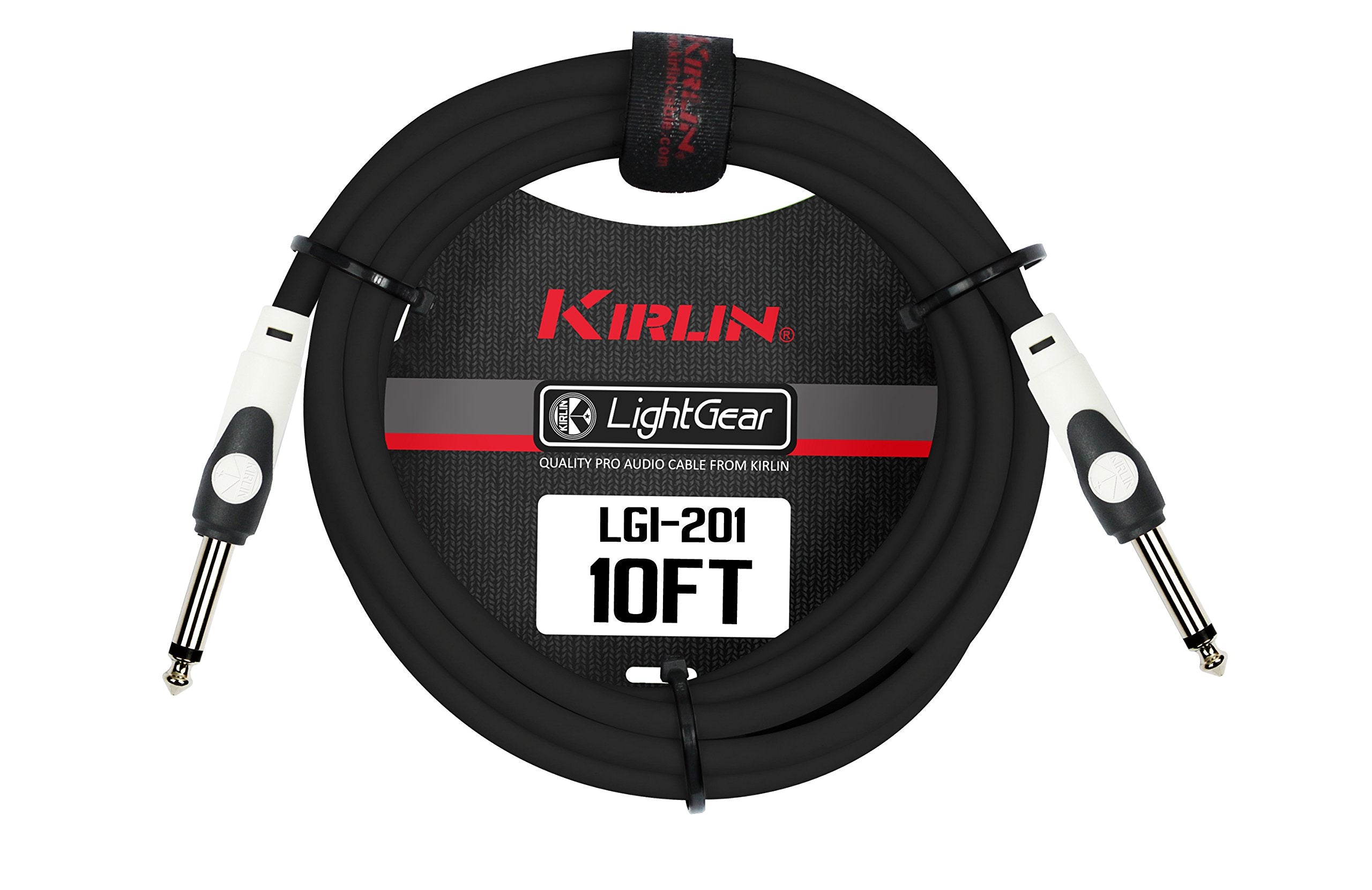 Kirlin Cable Lgi 201 10/Bk 10 Feet Straight 1/4 Inch Plugs Lightgear Instrument Cable With Black Pvc Jacket
