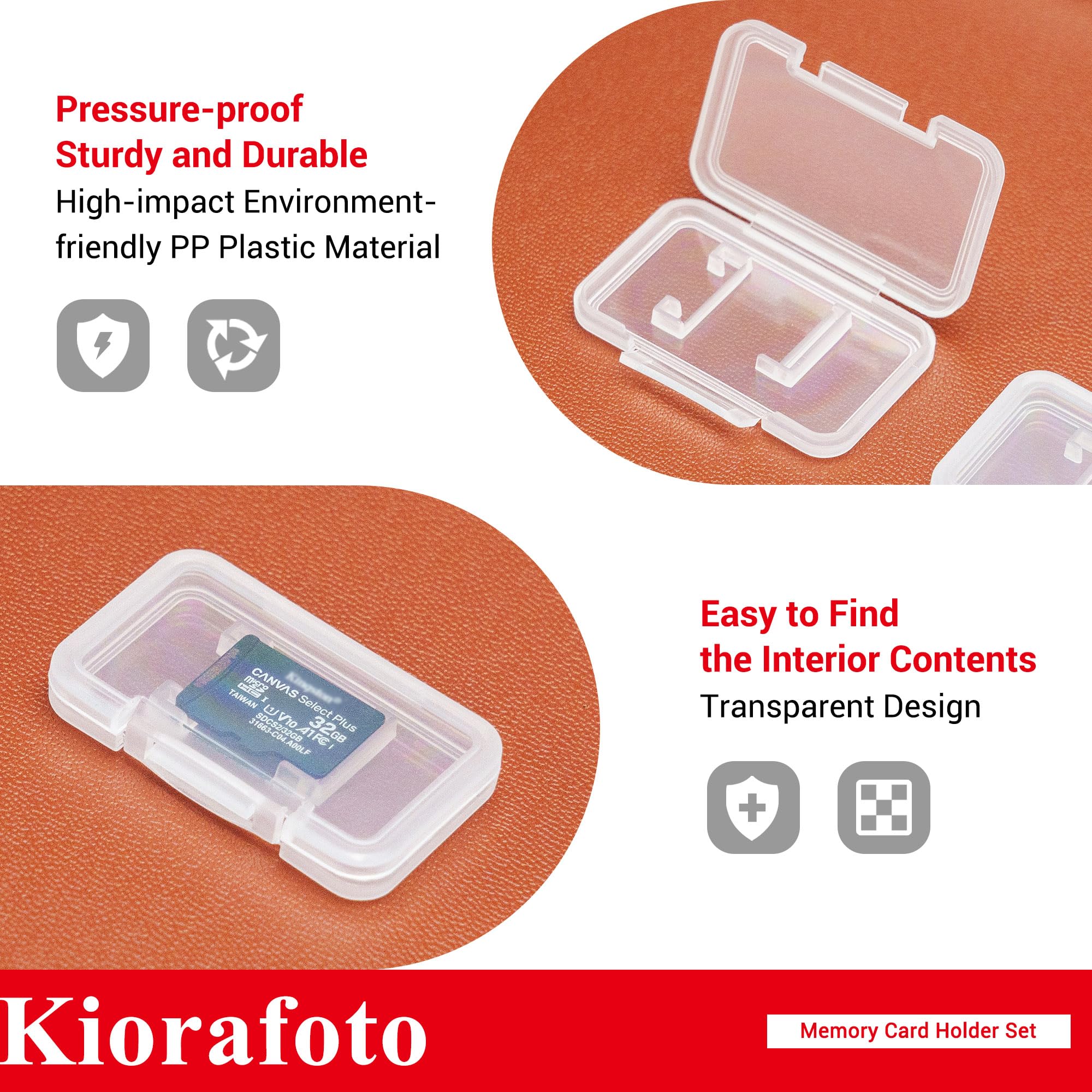 Kiorafoto 18 Pcs Multi Color Clear Plastic Memory Card Holder Case For 18 Micro Sd Sdxc Sdhc Tf Cards, Transparent Microsd Msd M