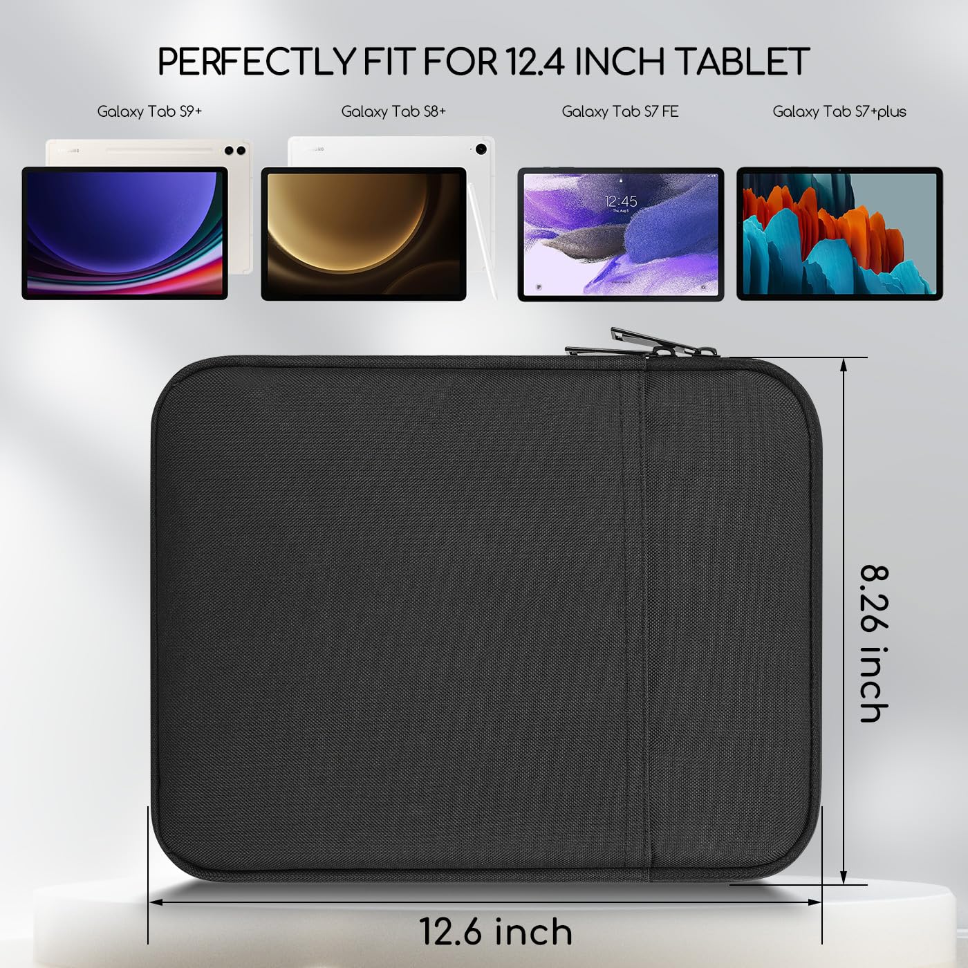 12.4 Inch Tablet Sleeve Case Bag For 2023 Galaxy Tab S9+ Plus 12.4''/Galaxy Tab S9 Fe+,Galaxy Tab S8+/Galaxy Tab S7 Fe/Galaxy Ta