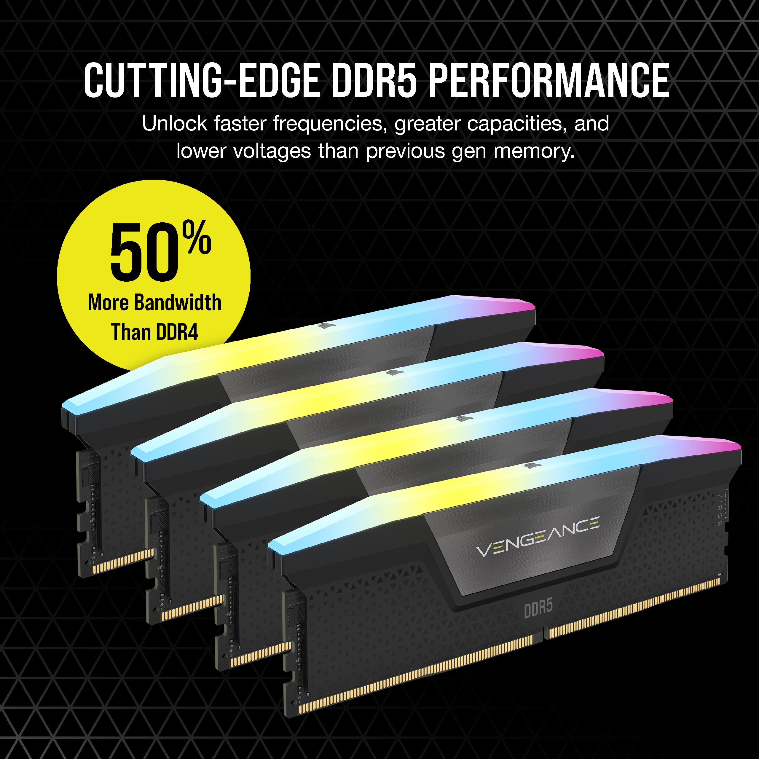 Corsair Vengeance Rgb Ddr5 Ram 64Gb (4X16Gb) 6400Mhz Cl32 Intel Xmp Icue Compatible Computer Memory - Black (Cmh64Gx5M4B6400C32)
