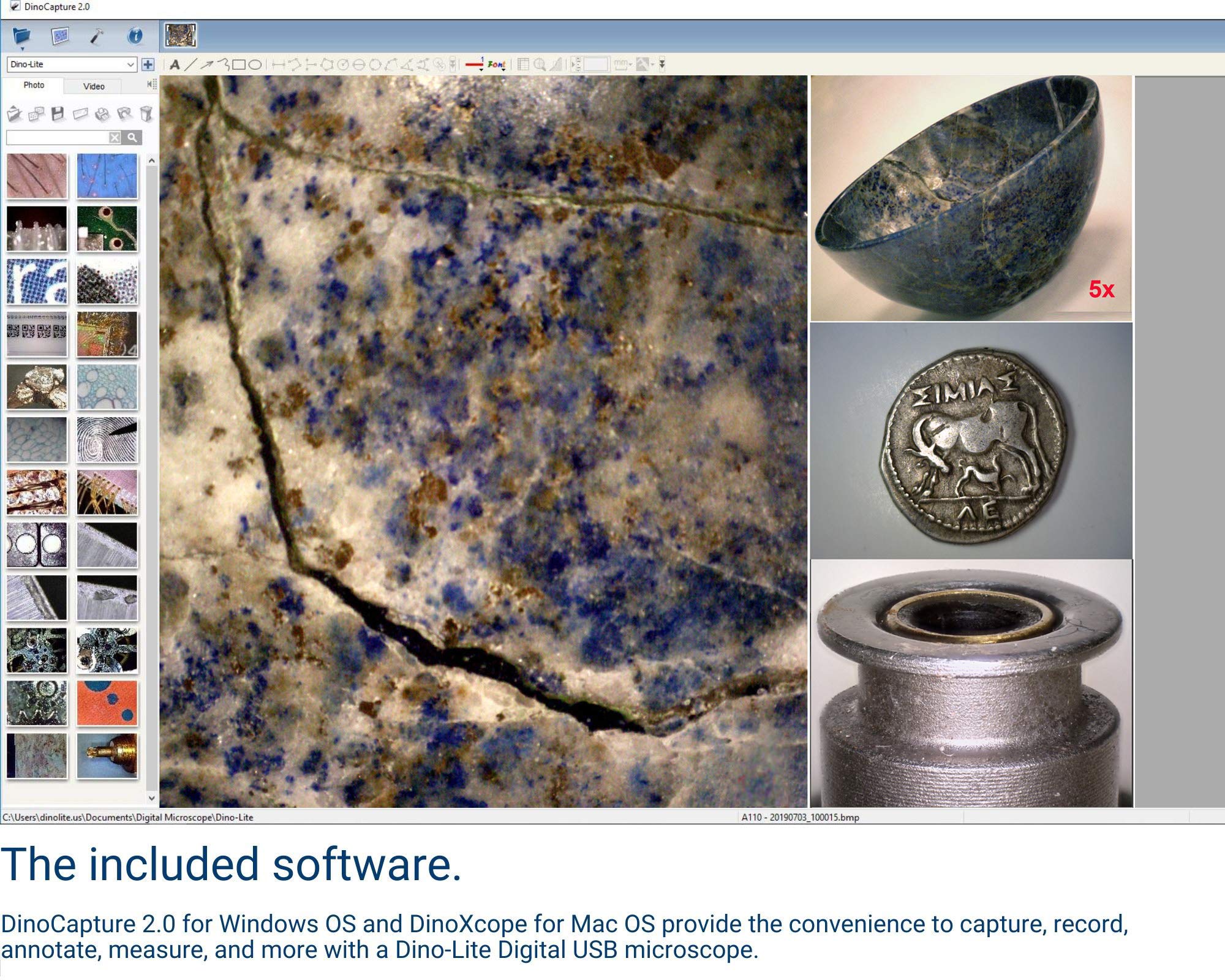 Dino Lite Usb Digital Microscope Am4111T   1.3Mp, 10X   50X, 220X Optical Magnification, Microtouch