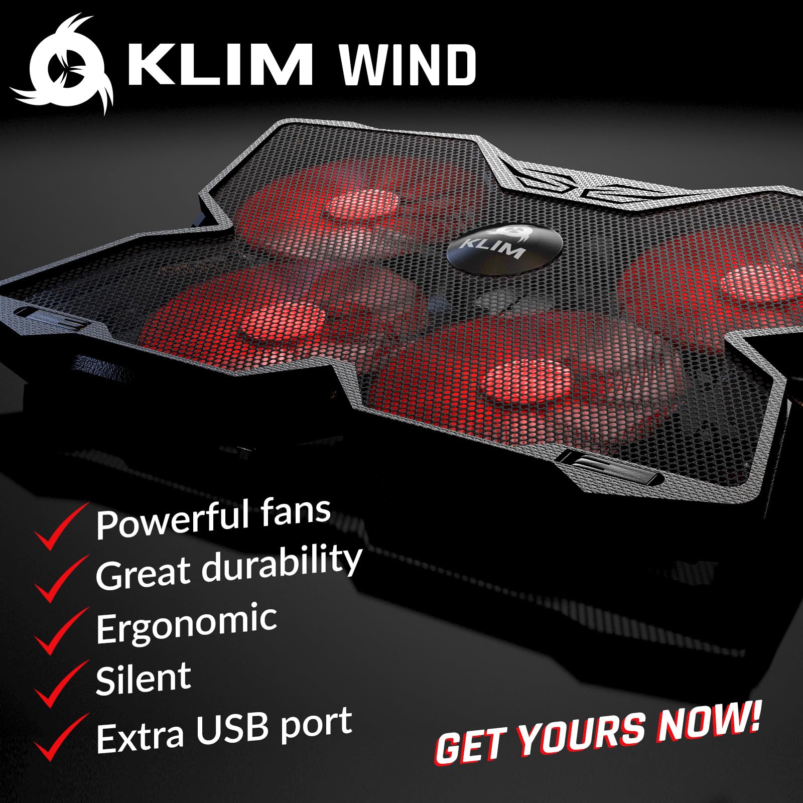 Klim Wind   Laptop Cooling Pad   More Than 500 000 Units Sold  The Most Powerful Rapid Action Cooling Fan   Laptop Stand With 4