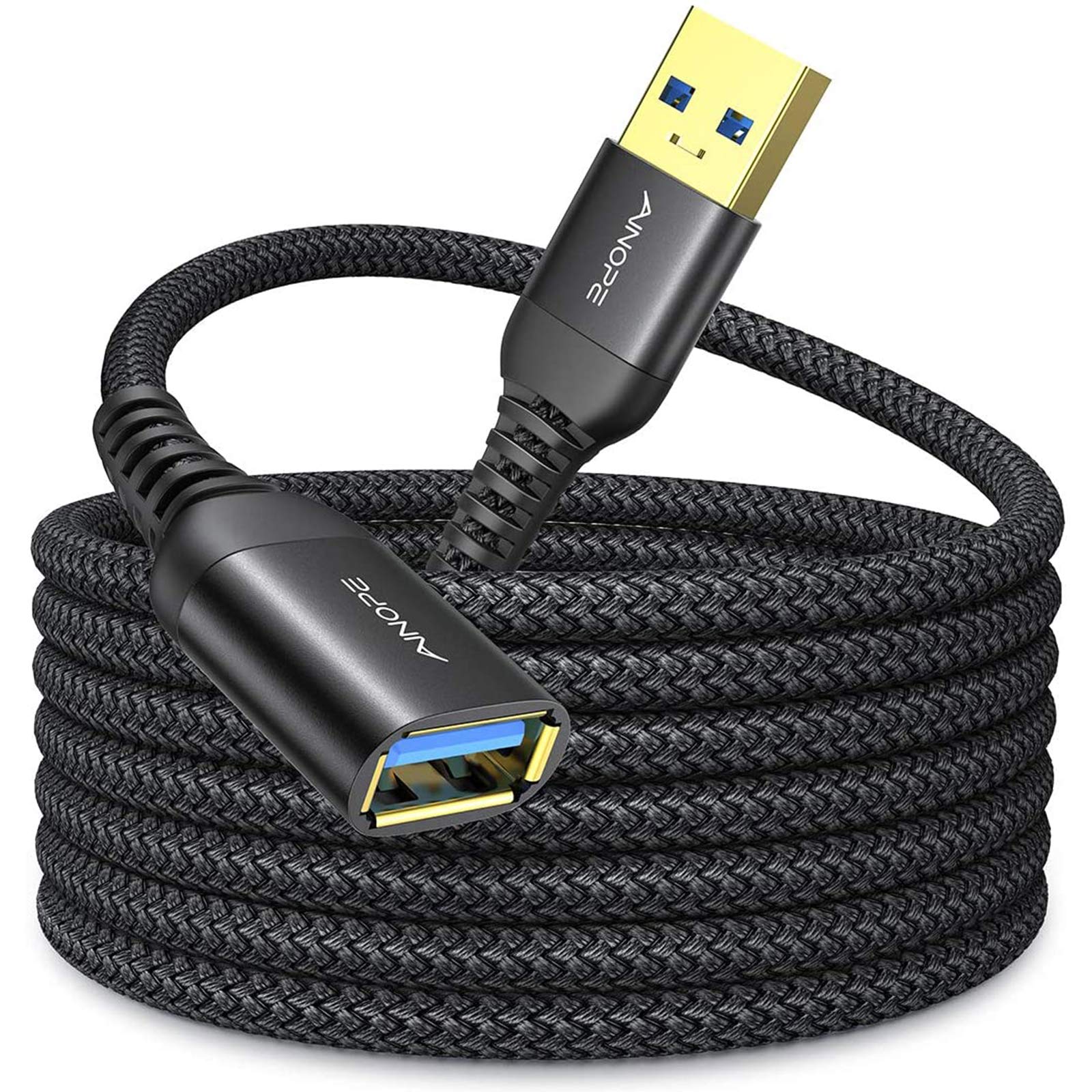 Ainope 2 Pack Usb Extensions Cable High Speed Usb 3.0 Extension Cord Type A Male To Female Sturdy Braided Material Fast Data Tra
