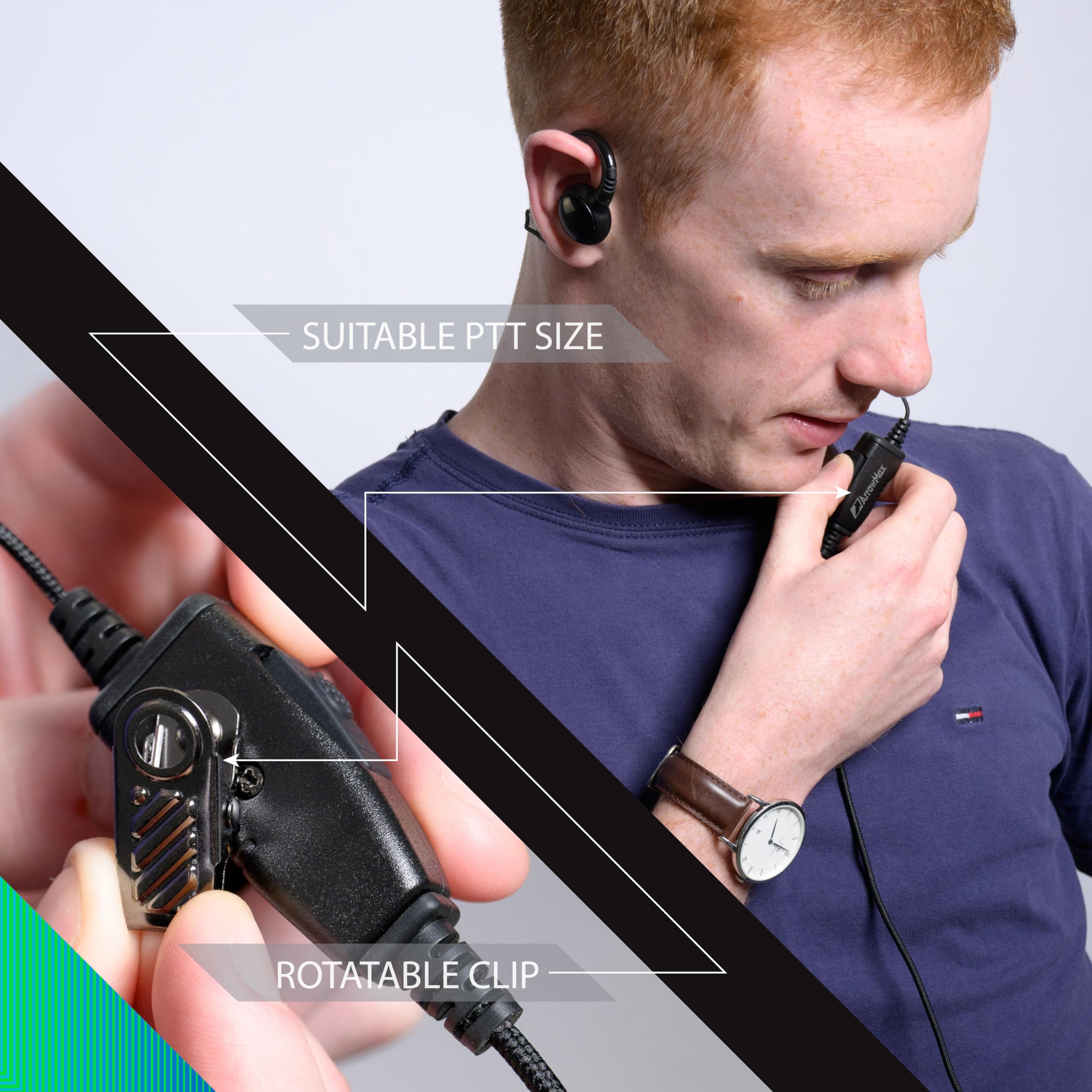 Arrowmax Aeh3000 M9 Earhook Headset Earpiece With Mic Compatible With Motorola Radios Apx 8000 Apx 7000 Apx 4000 Xpr 7350E Xpr 7550 Xpr 7580E Apx6000 Apx8000 Xpr7550 Xpr7550E Apx 6000 Xpr 7550E