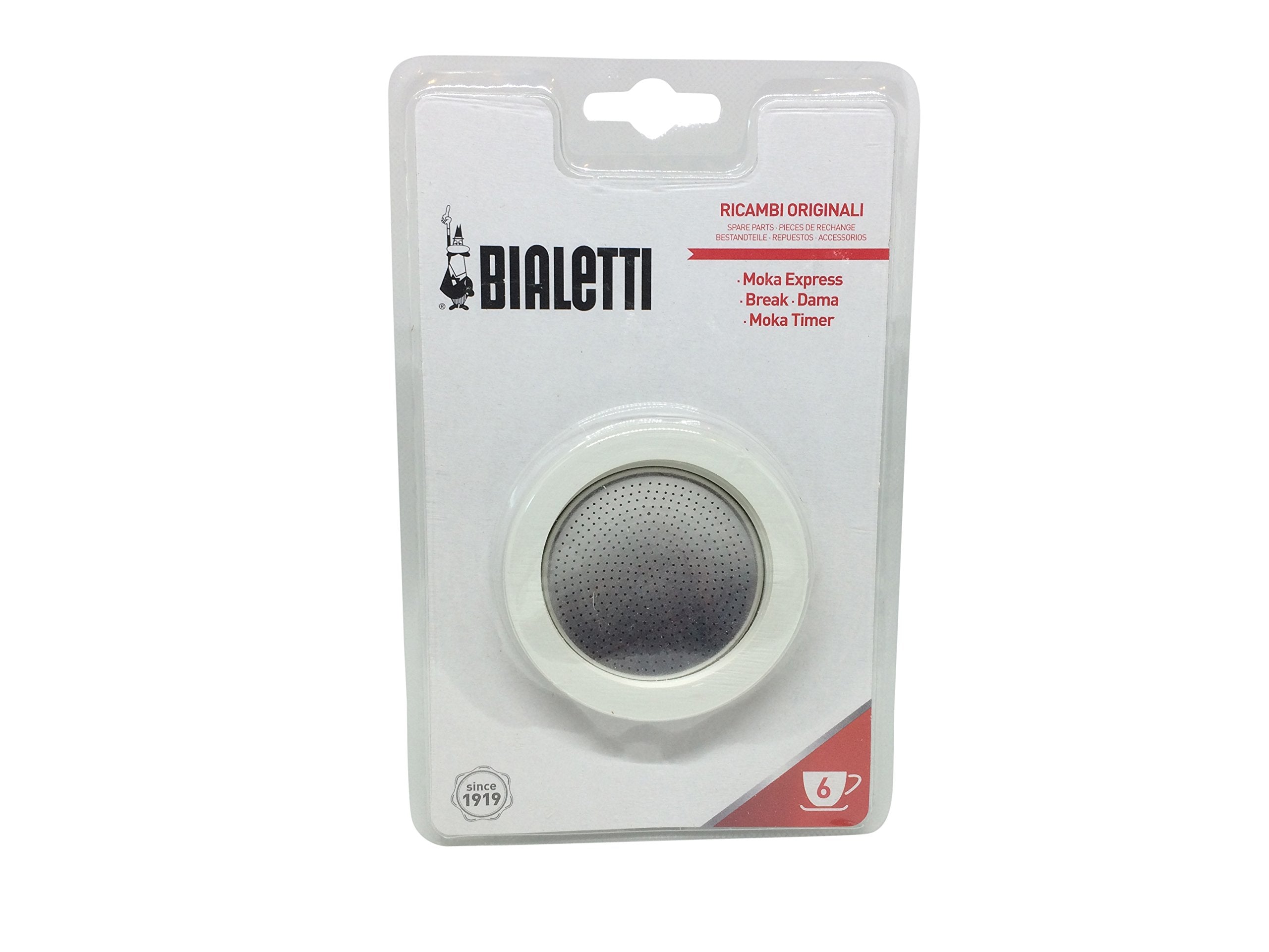 Bialetti Moka Express 6 Cup Replacement Filter And 3 Gaskets , White