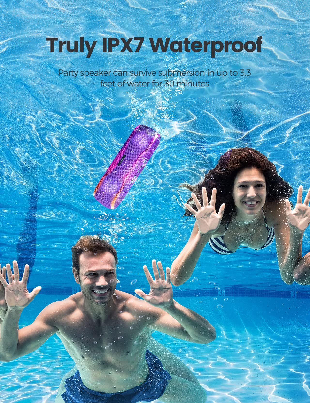 Erkeisehn Bluetooth Speaker, Ipx7 Waterproof Wireless Speakers With Colorful Flashing Lights, 25W Stereo Sound With 24H Playtime, 100Ft Bluetooth Range, Home Outdoor Party, Tws Pairing For Teen Gifts