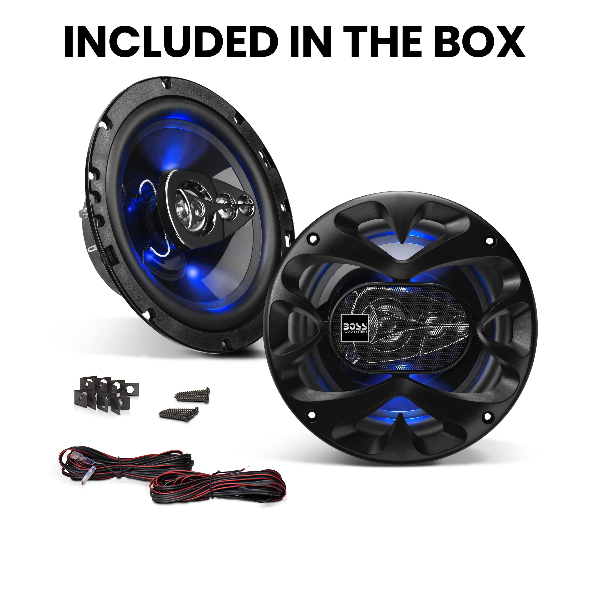 Boss Audio Systems Be654 Rage Series 6.5 Inch Car Door Speakers   Blue Light Illumination, 300 W, 4 Way, Full Range, Coaxial, So