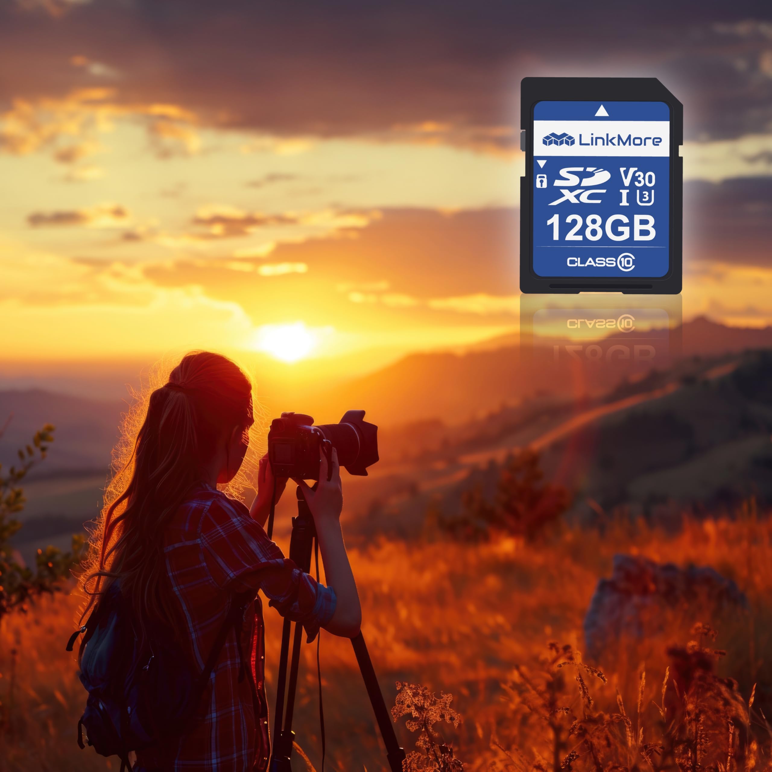 Linkmore Sd Card 128Gb Compatible With Camera, Pc, Uhs I, U3, V30, Class 10, Read Speed Up To 95 Mb/S, Write Speed Up To 65Mb/S