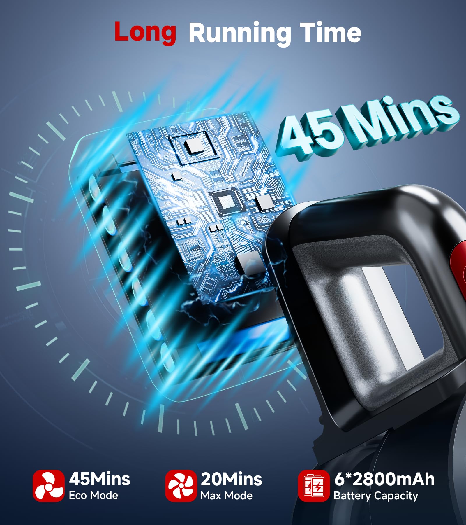 Chosbe Cordless Vacuum Cleaner, 500W/40Kpa Stick Vacuum With 45Mins Runtime, Self-Standing Vacuum Cleaners For Home, Anti-Tangle