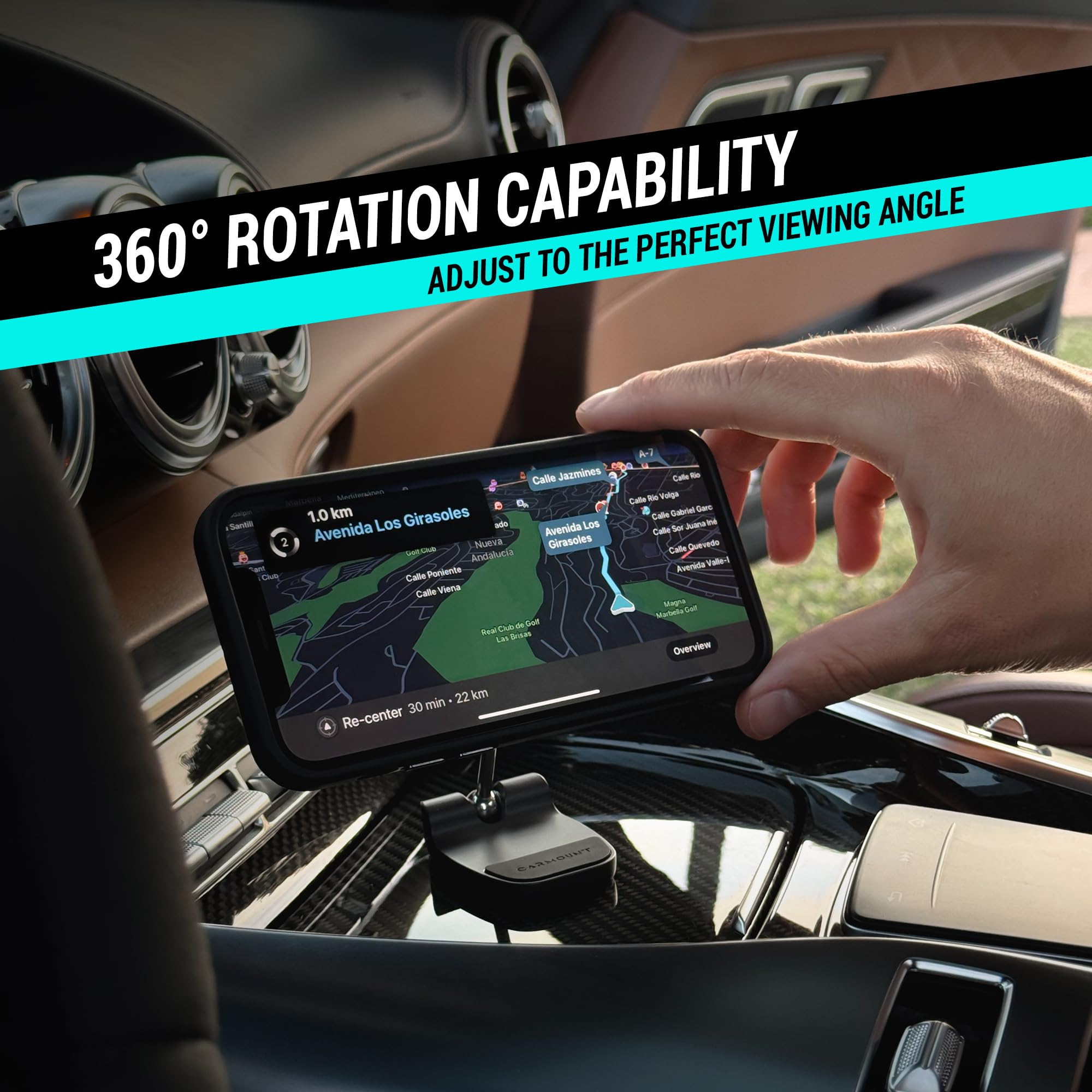 Carmount F4 Adjustable Magsafe Car Mount | Magnetic Dashboard Phone Holder, Strong Hold, 360 Rotation & Tilt, Compatible With Ip