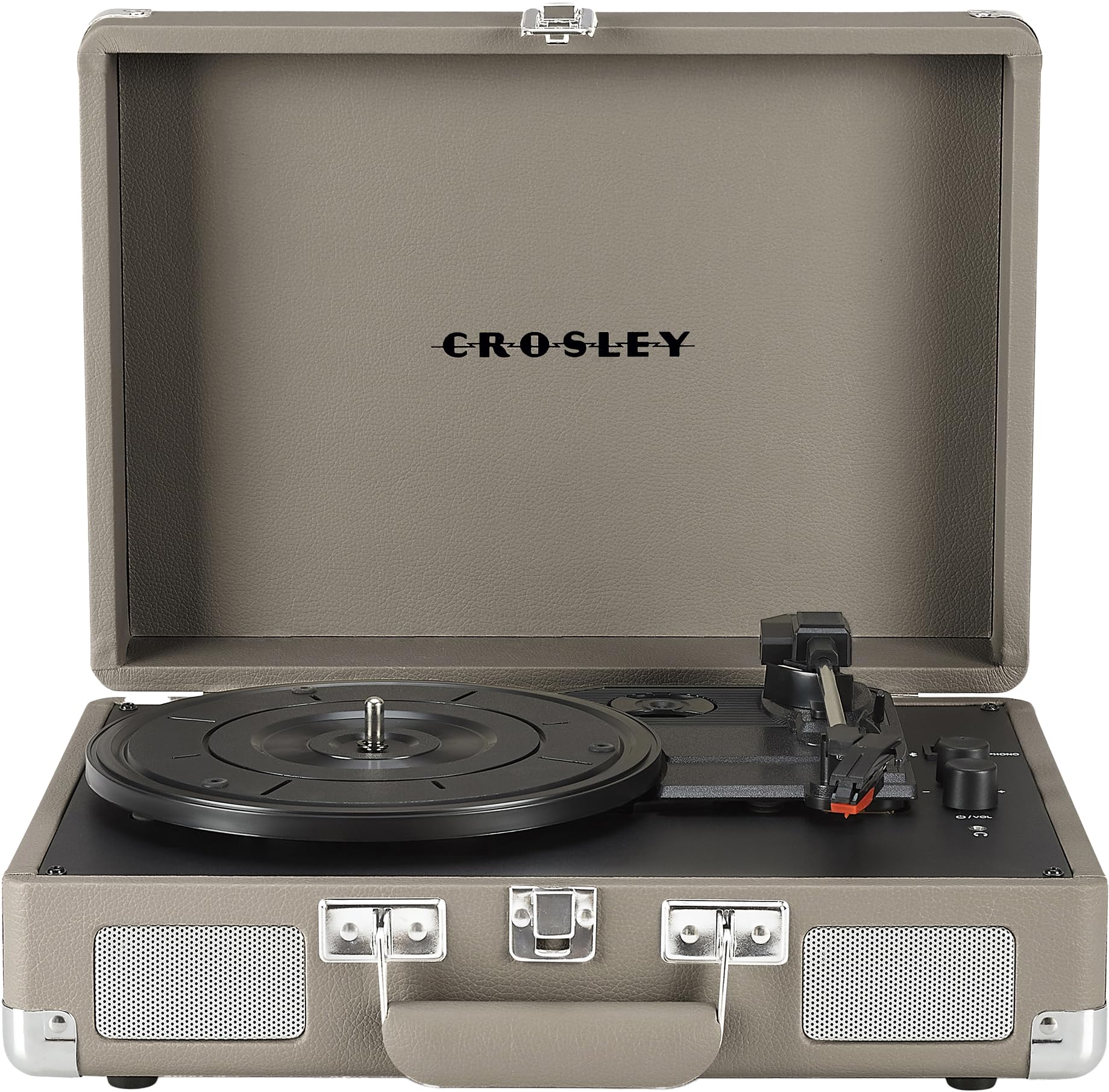 Crosley Cr8005F Te Cruiser Plus Vintage 3 Speed Bluetooth In/Out Suitcase Vinyl Record Player Turntable, Taupe