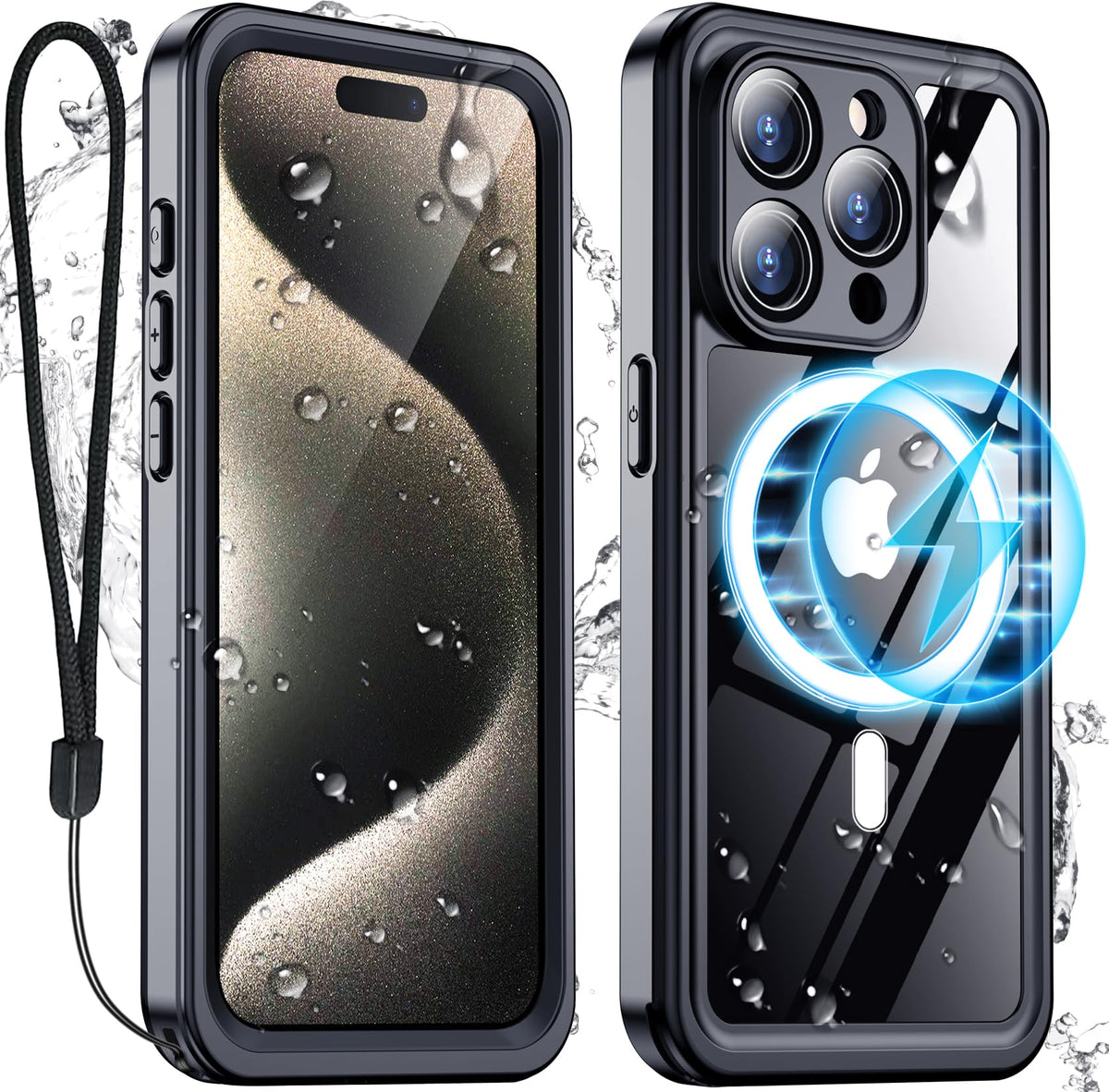 Temdan For Iphone 15 Pro Max Case Waterproof, [Built In Screen Protector][Ip68 Underwater][15Ft Military Dropproof][Compatible W