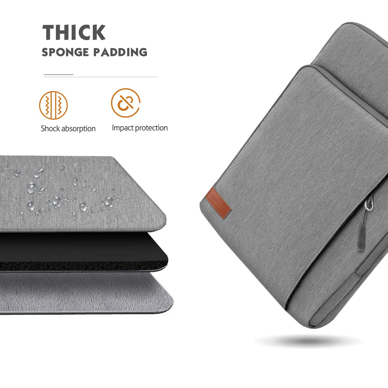 MoKo 12.9 Inch Tablet Sleeve Bag Carrying Case with Pockets Fits iPad Pro 12.9 M2 2022/2021/2020, Surface Laptop Go 12.4', Galaxy Tab S8+/S9+ 12.4' 2022/2023, Light Gray