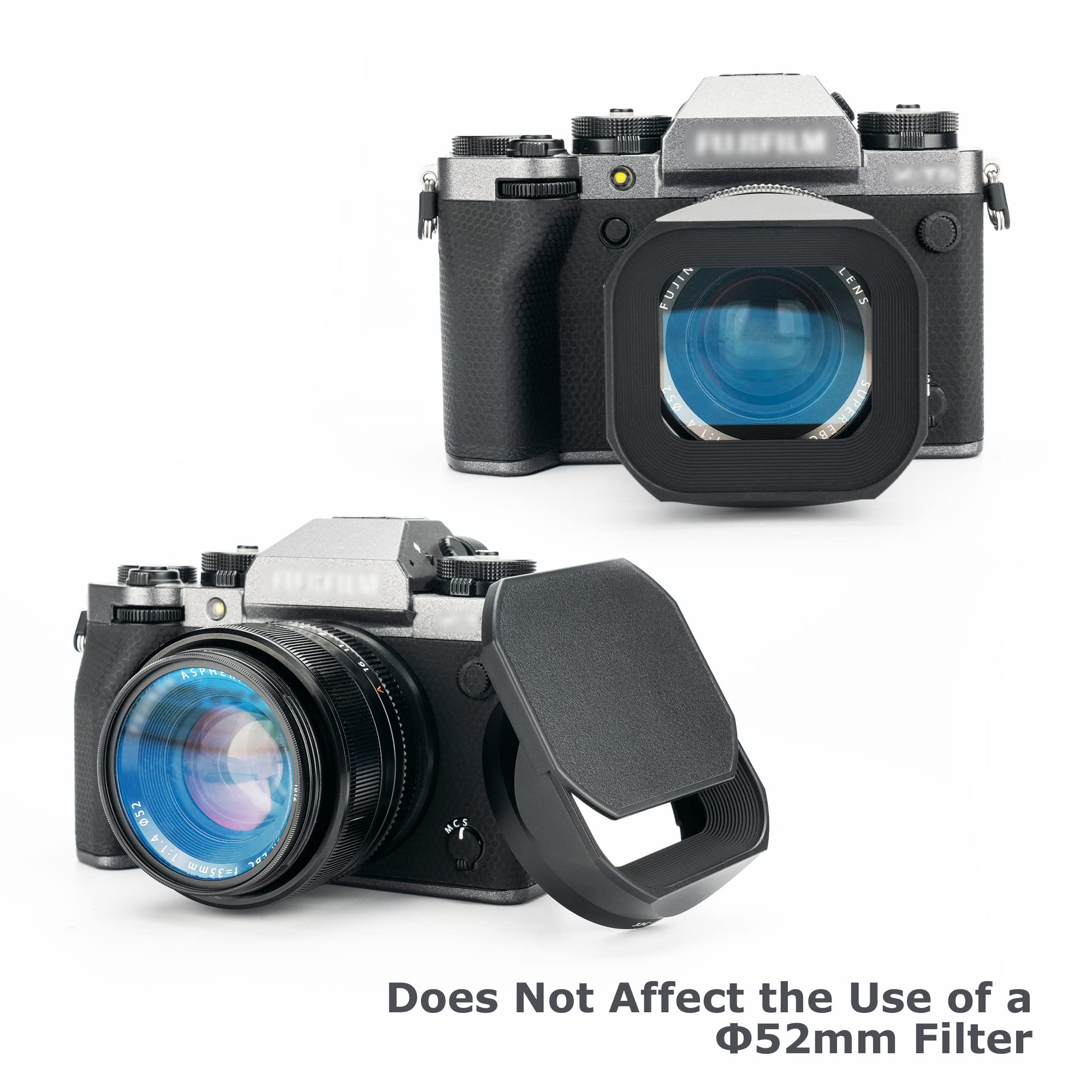 Jjc Metal Square Lens Hood Shade For Fuji Fujifilm Xf 35Mm F/1.4 R Lens, Xf35Mm F1.4 R Lens Hood, With Protective Lens Hood Cap,