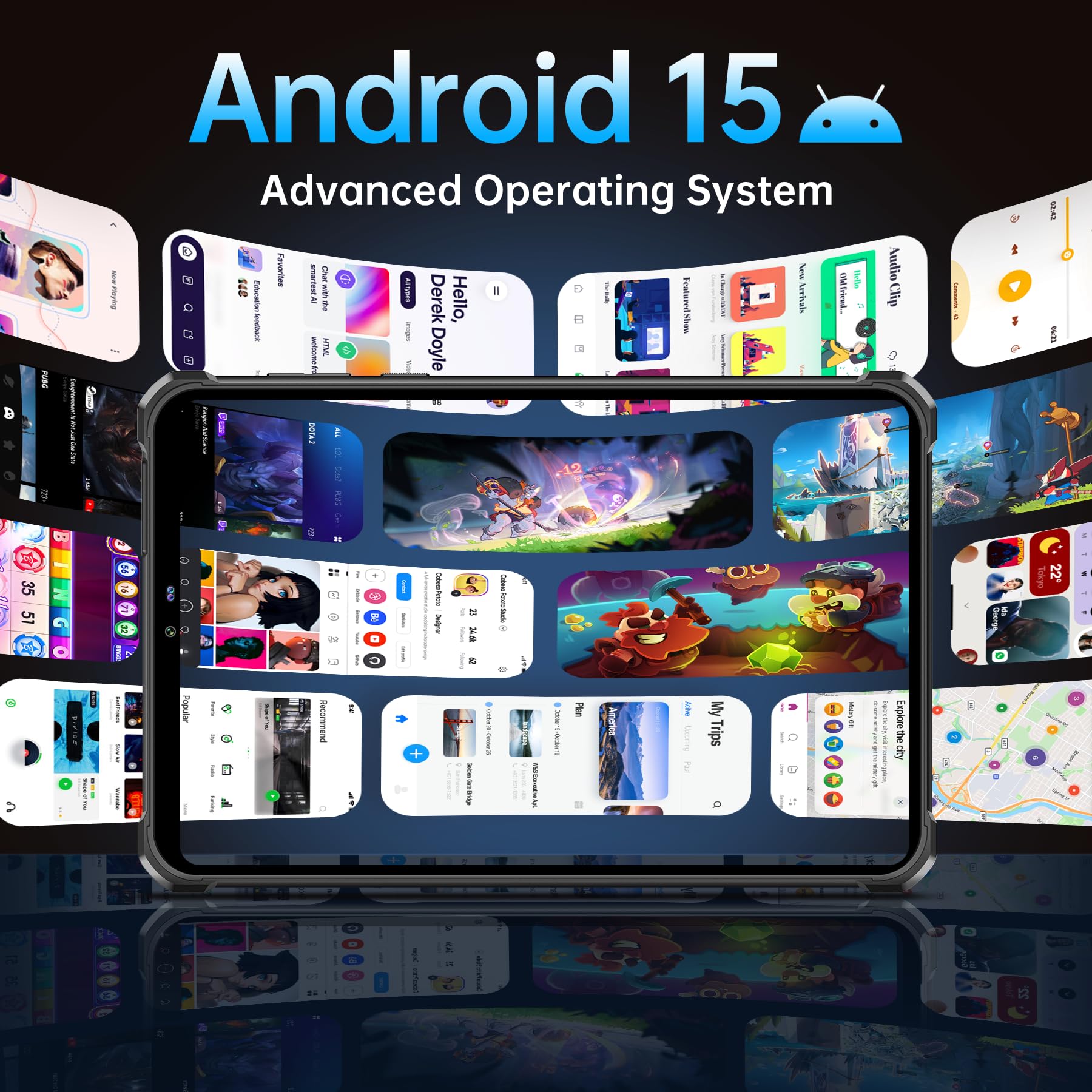 Oukitel Rt3 Plus Rugged Tablet Android 15-11000Mah Battery, 8 Inch Tablets, 16Gb+128Gb/Tf 1Tb, 16Mp Camera, Ip68/Ip69K Waterproo