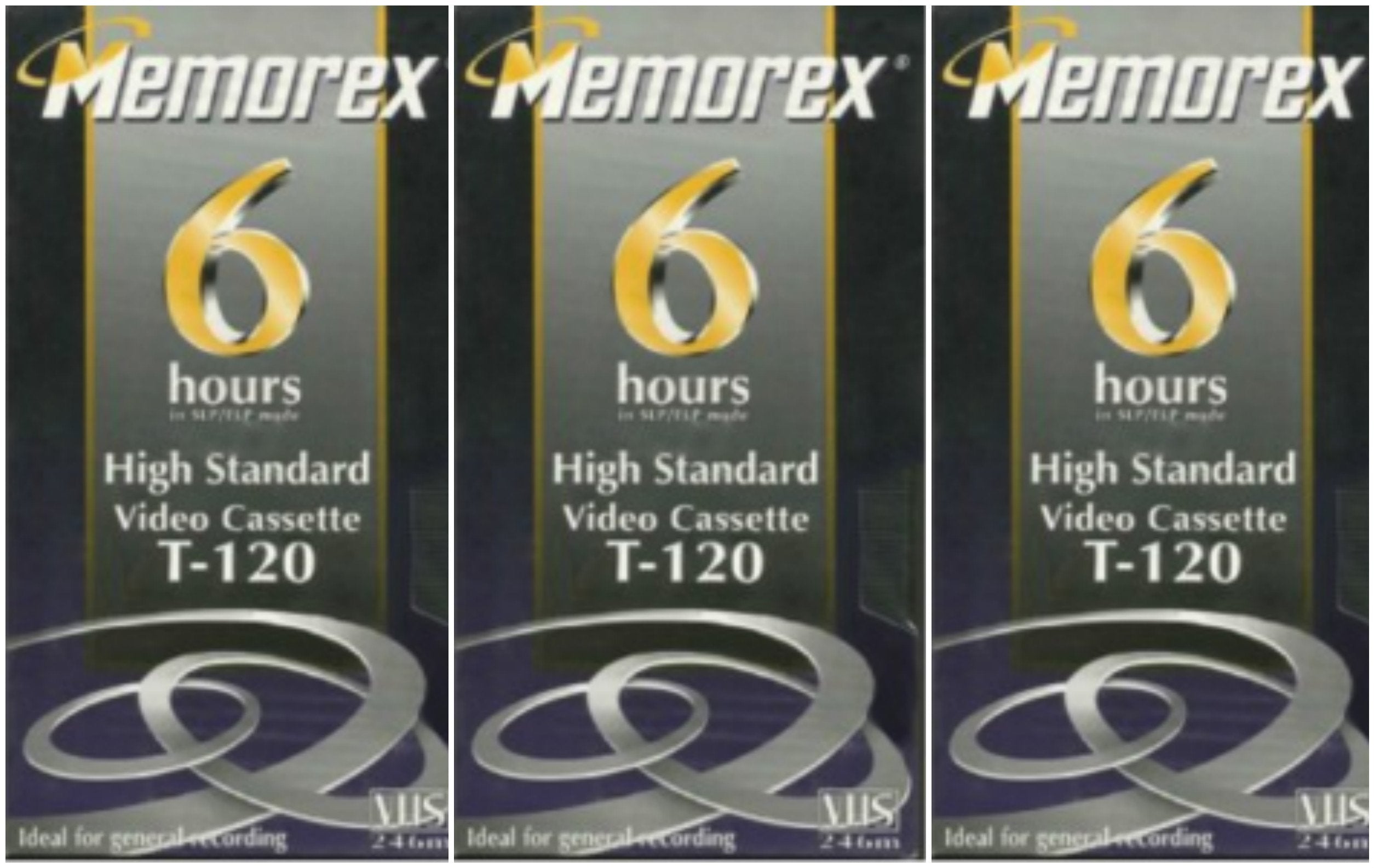 Memorex High Standard T 120 6 Hour Video Cassette Vhs Hs   3 Pack