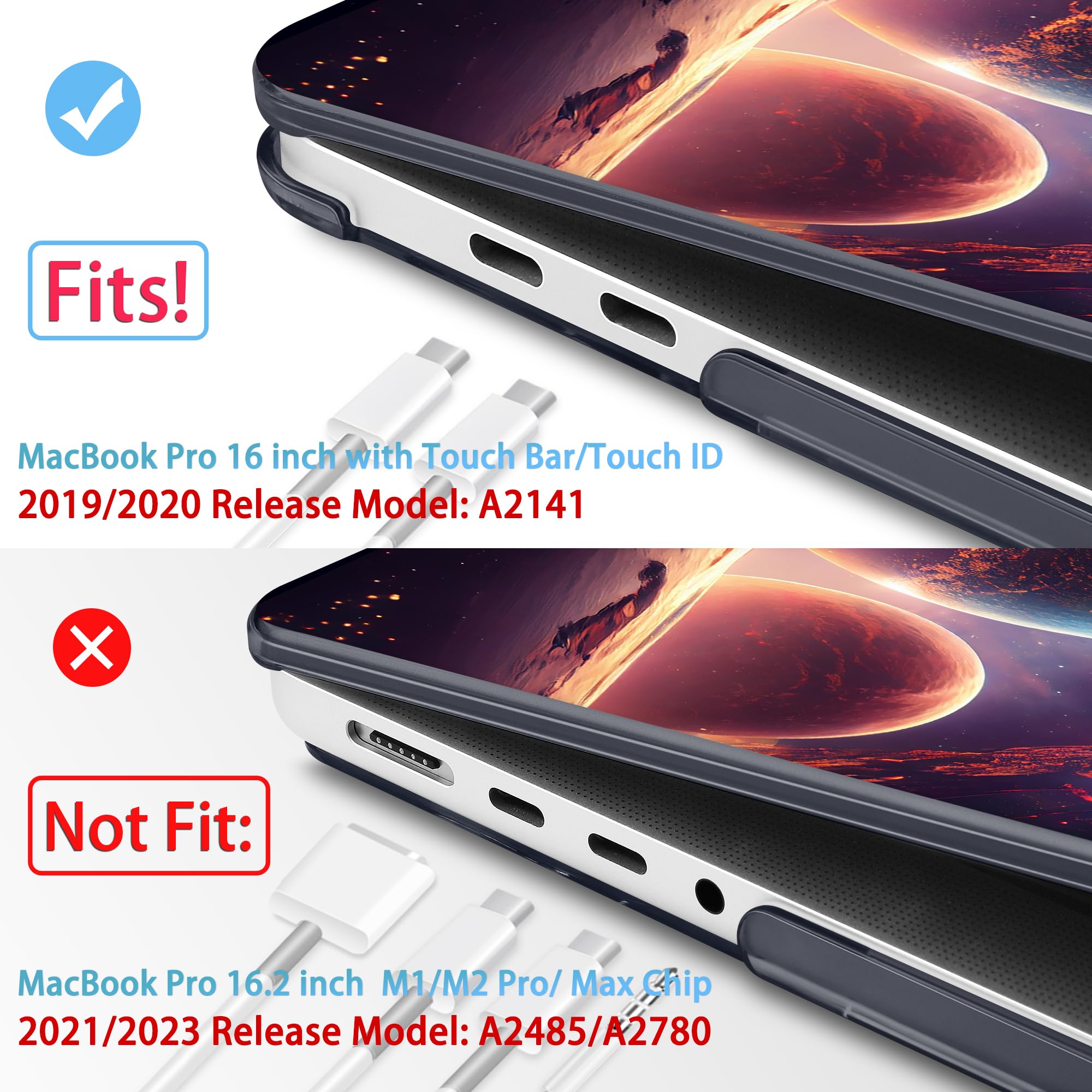 Mektron Case For Macbook Pro 16 Inch A2141 Cover 2019 Release 16'' With Liquid Retina Display/Touch Id, Plastic Hard Shell With