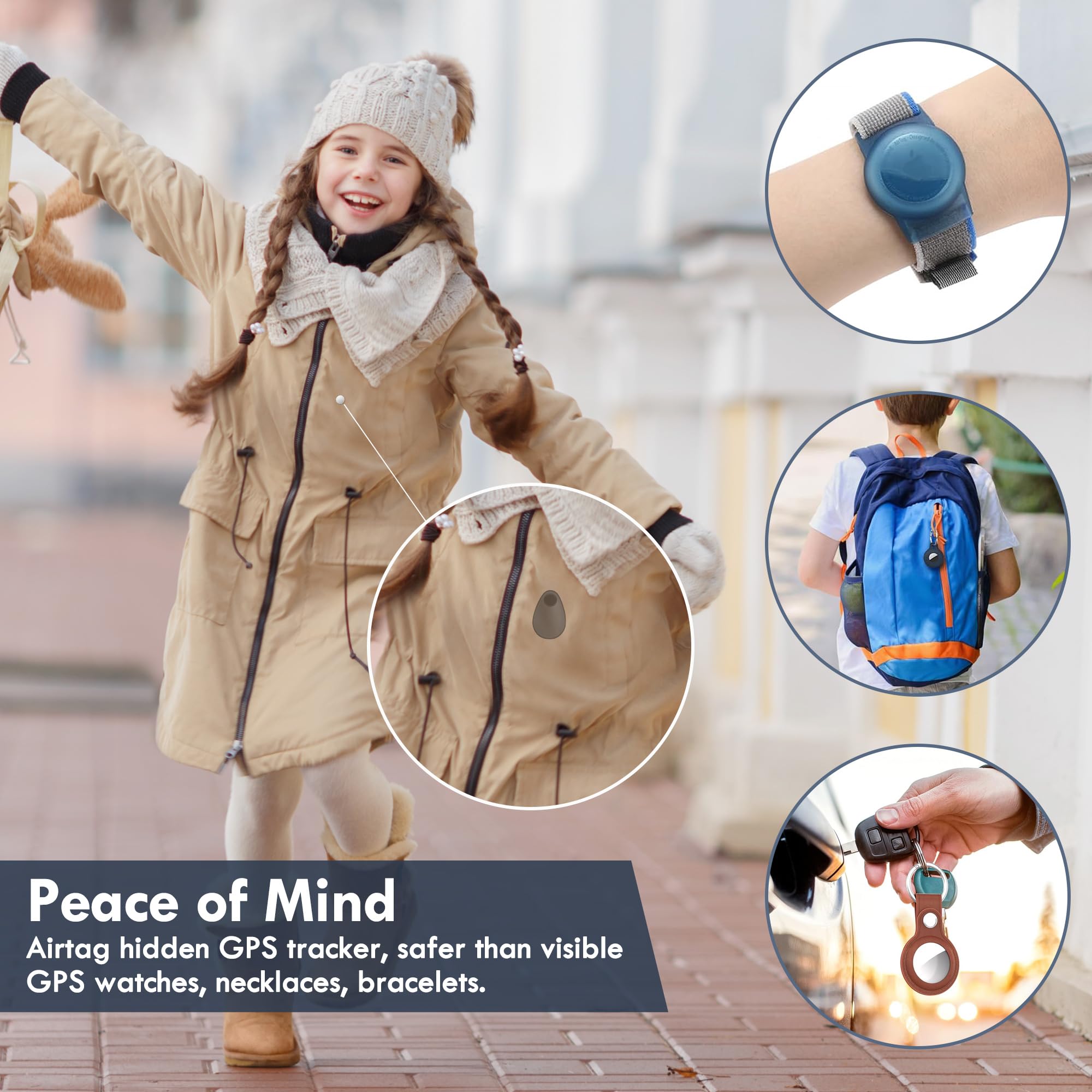 Lulaven Airtag Holder For Kids Hidden 2 Pack Gps Tracker Case, Anti Removal Airtag Silicone Case With Pins, Suitable For Childre