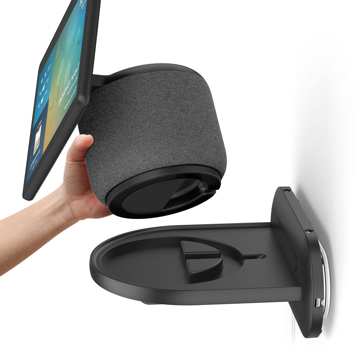 Plusacc Show 10 Wall Mount Stand   Holder Mount For Echo Show 10 3Rd Gen, Space Saving Alexa Accessories Bracket Shelf (Black)