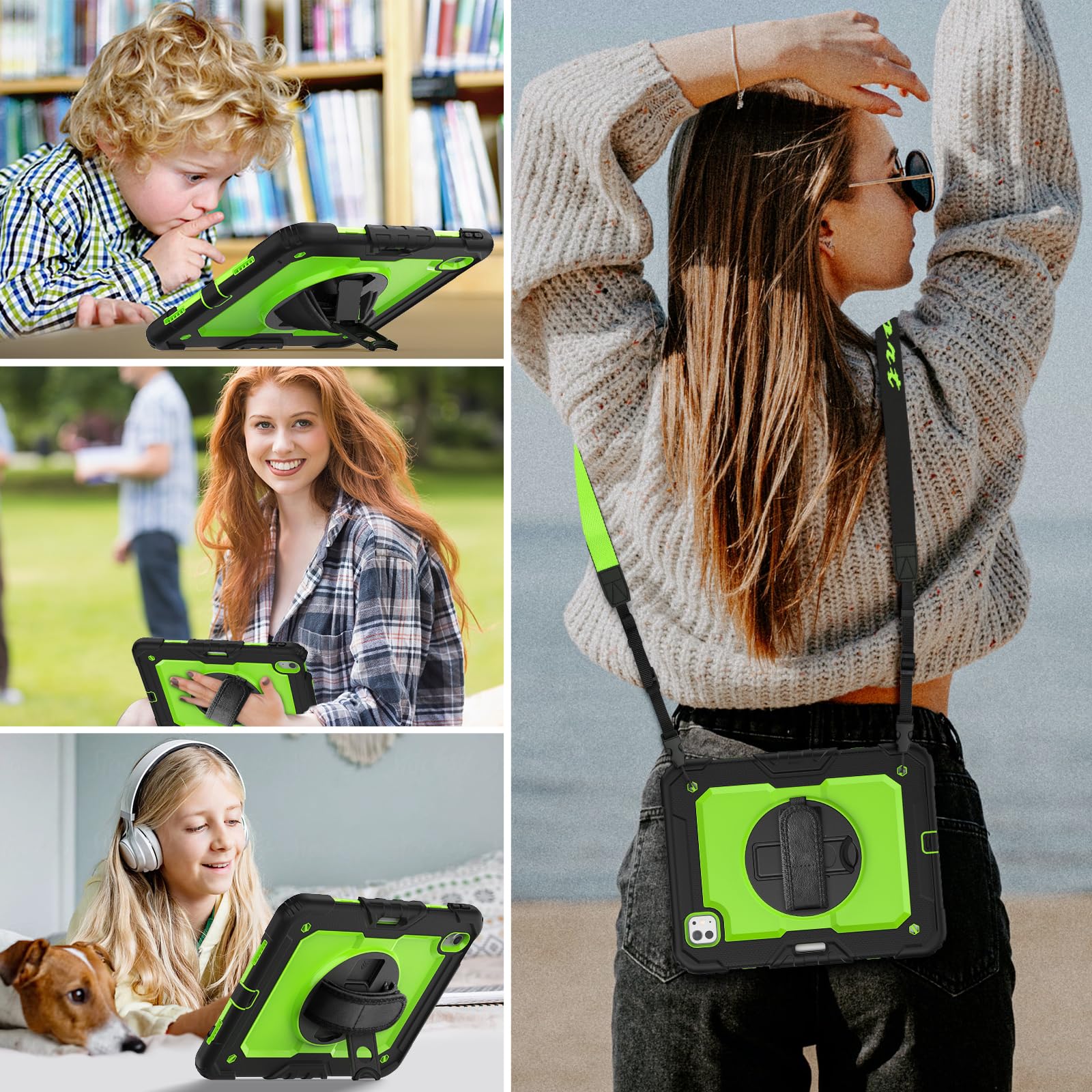 Hxcaseac Case For Ipad Air 11 Inch 2024 (M2), Shockproof Design With Pencil Holder/Screen Protector/Rotating Hand Strap, Protect